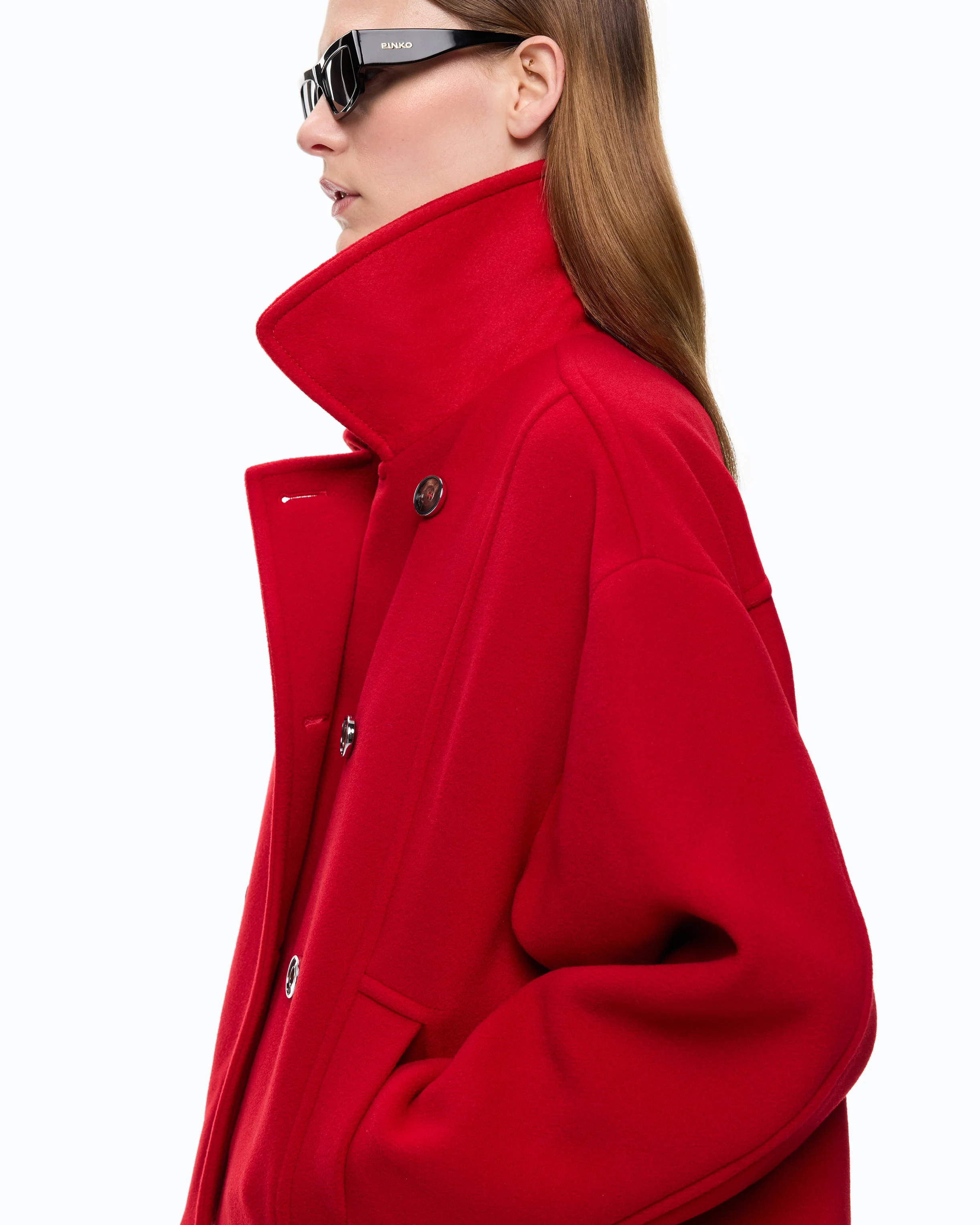 Double-breasted pea coat in double-layered wool-blend cloth - Image 3