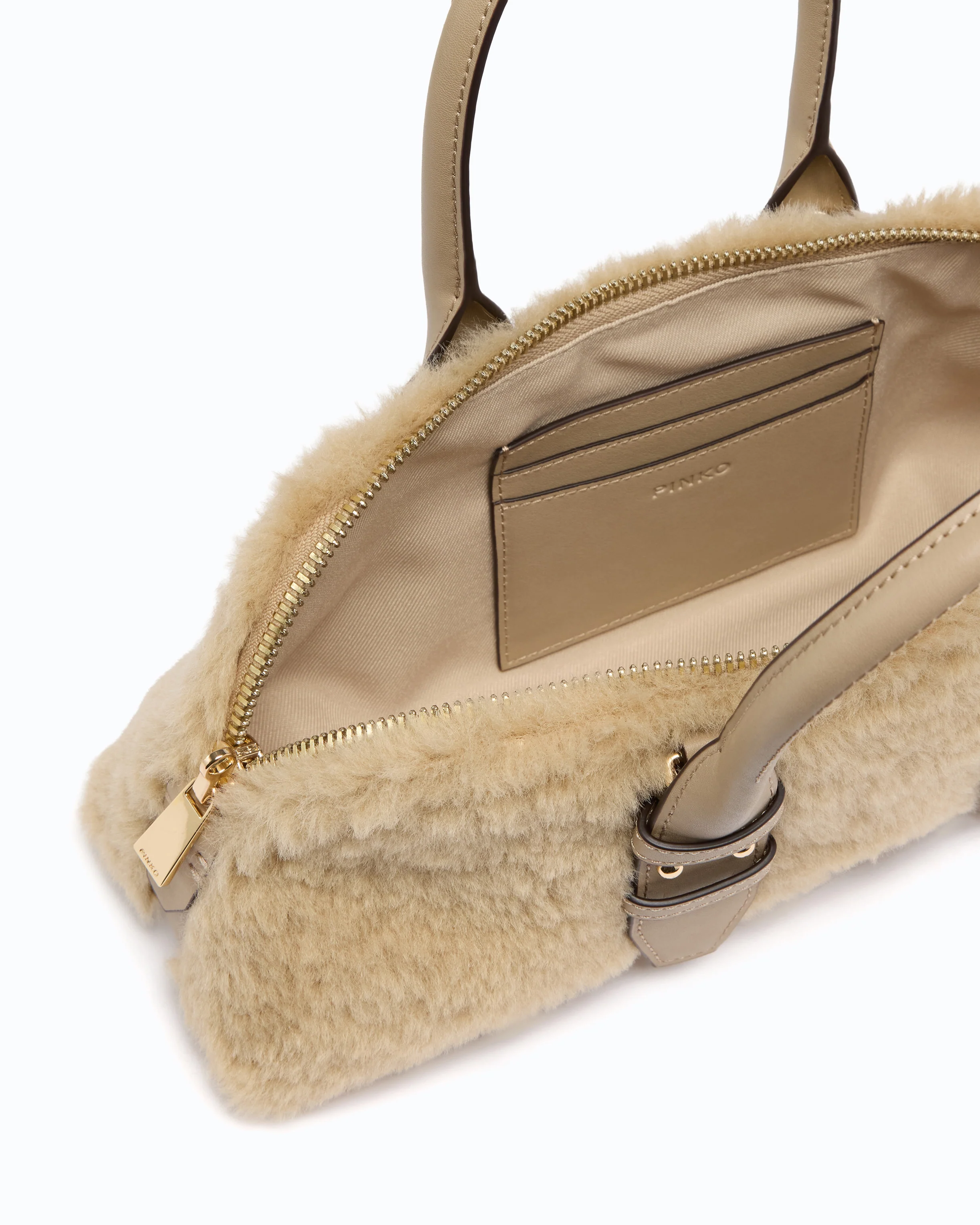 Escape Bag Horizontal small handbag in teddy-effect fabric with leather details - Image 4