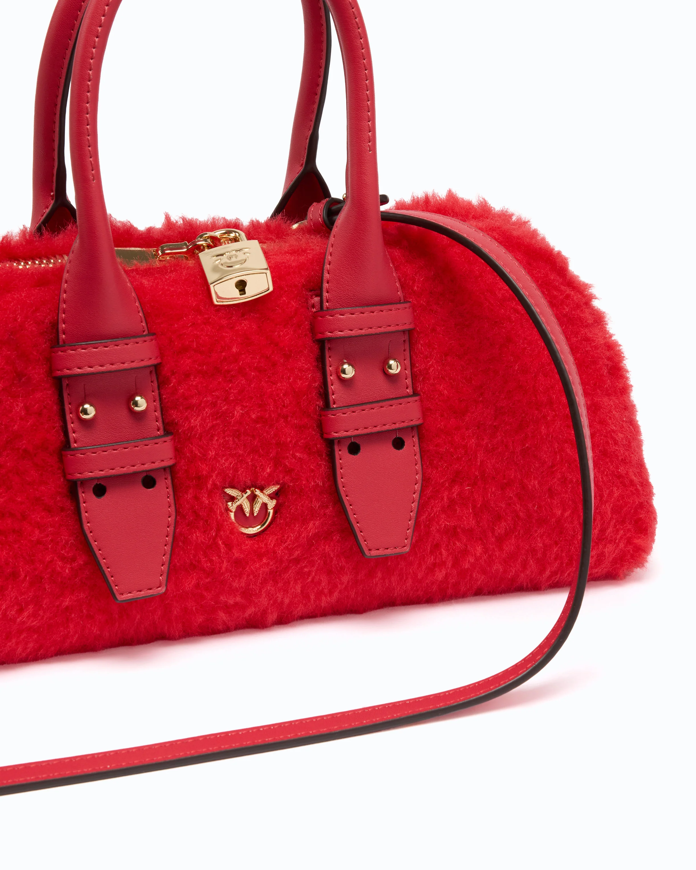 Escape Bag Horizontal small handbag in teddy-effect fabric with leather details - Image 3