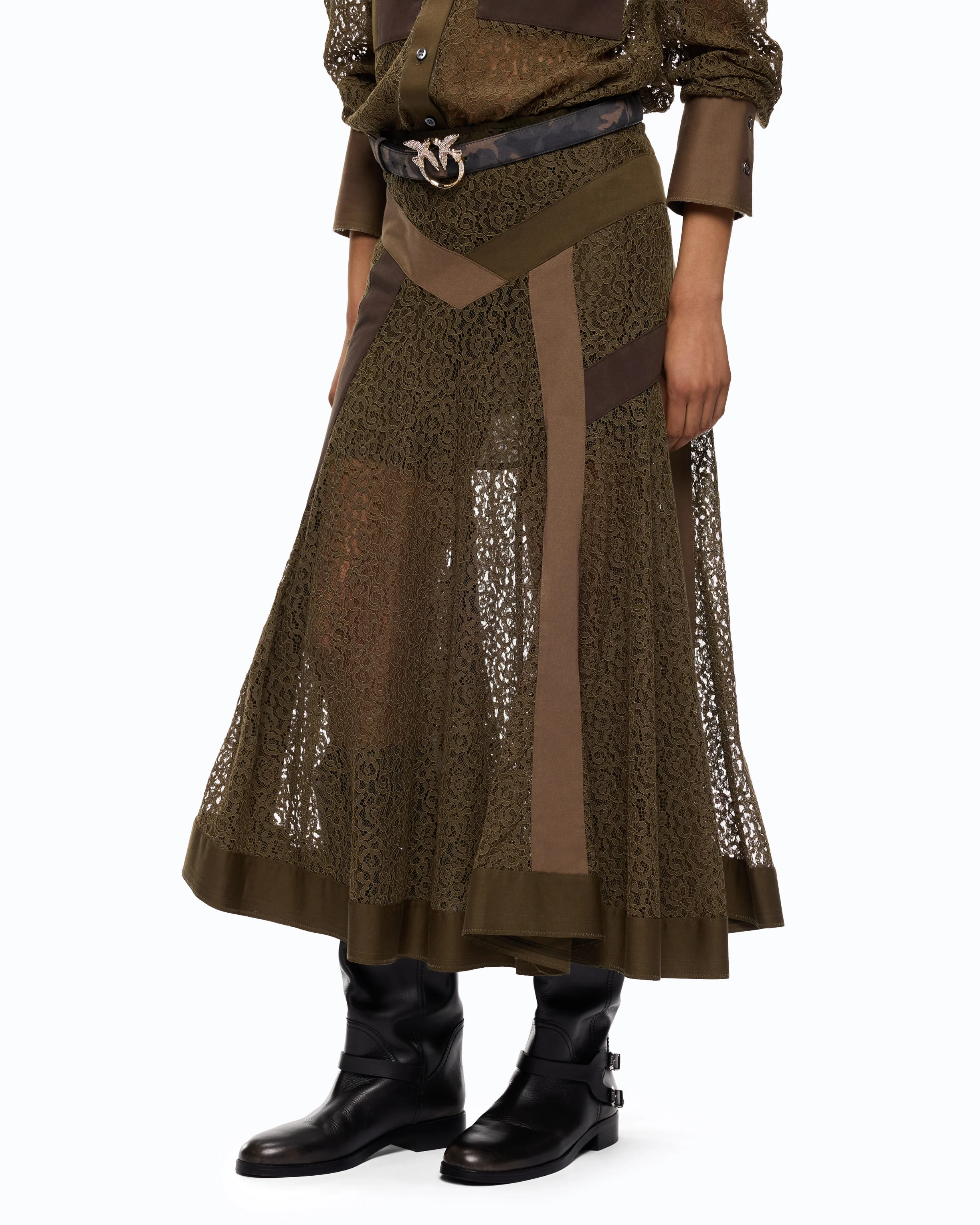 Flared lace midi skirt with inserts - Image 2