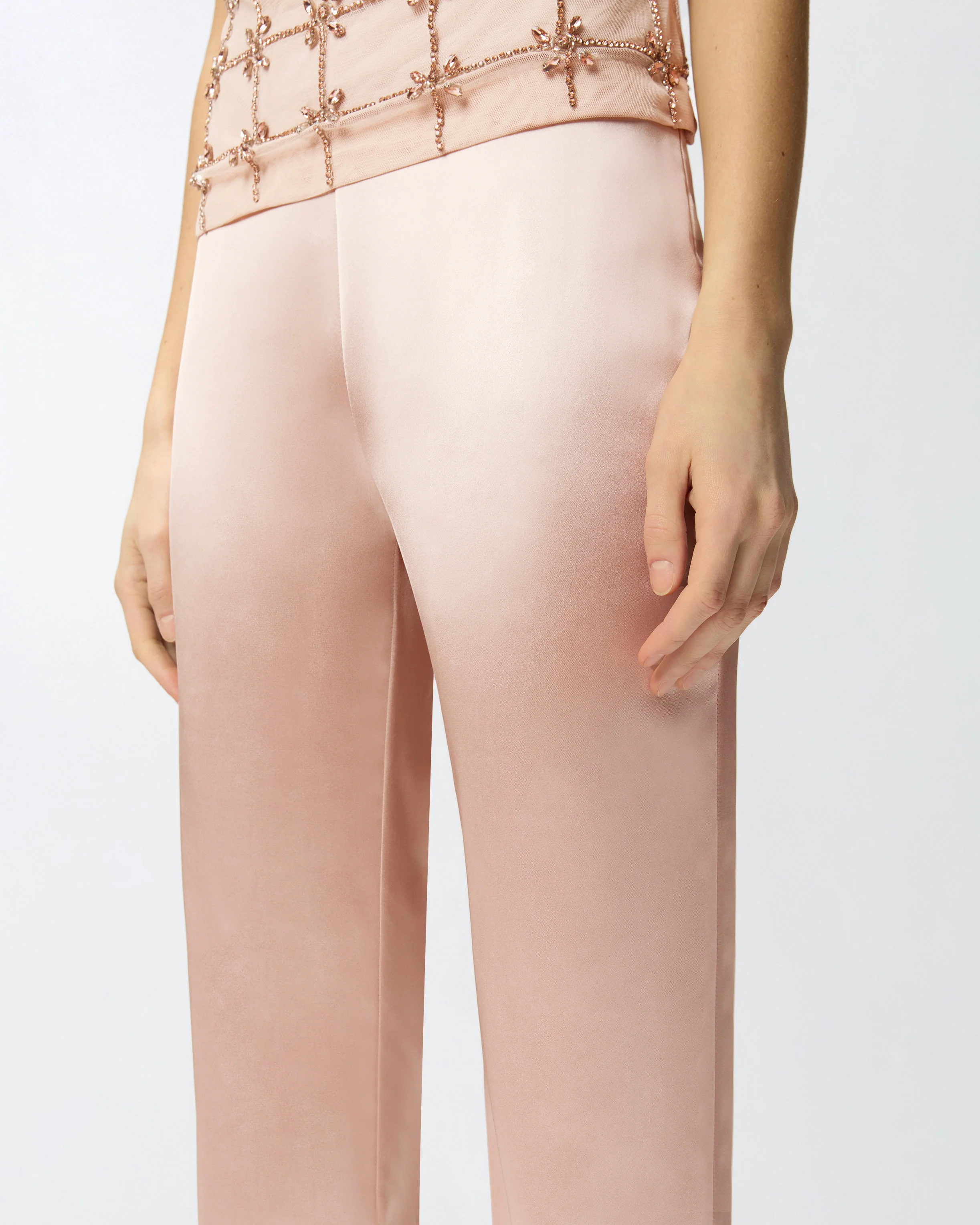 Flared trousers in satin - Image 4