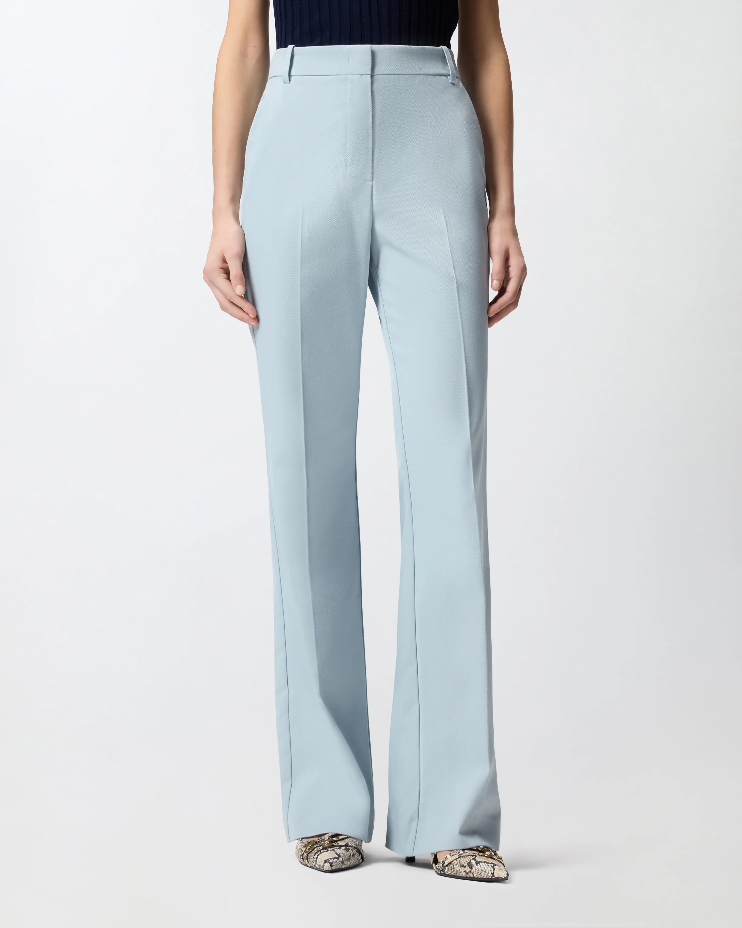 Flared trousers with pressed pleat detail - Image 2