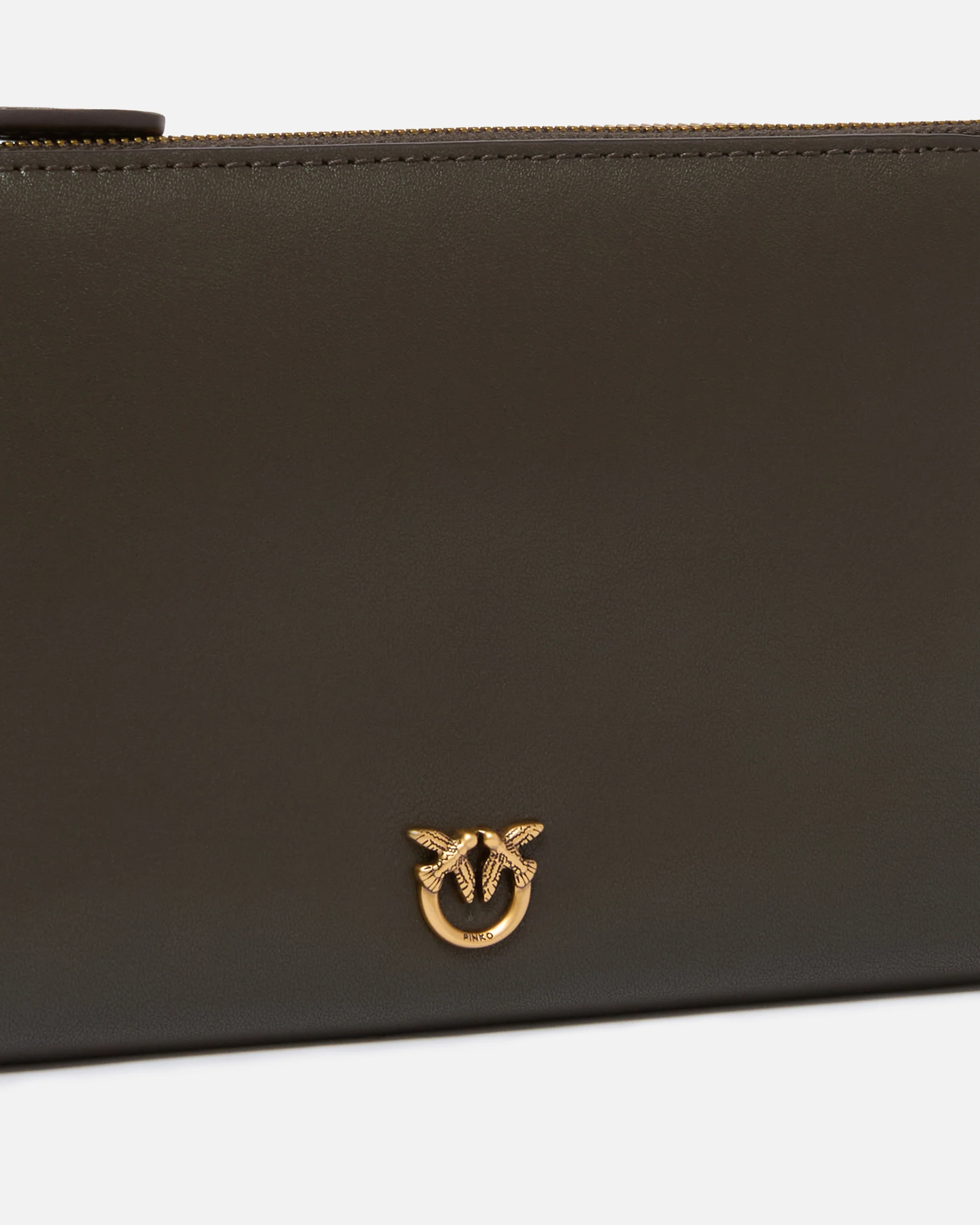 Flat leather clutch with Love Birds logo - Image 3