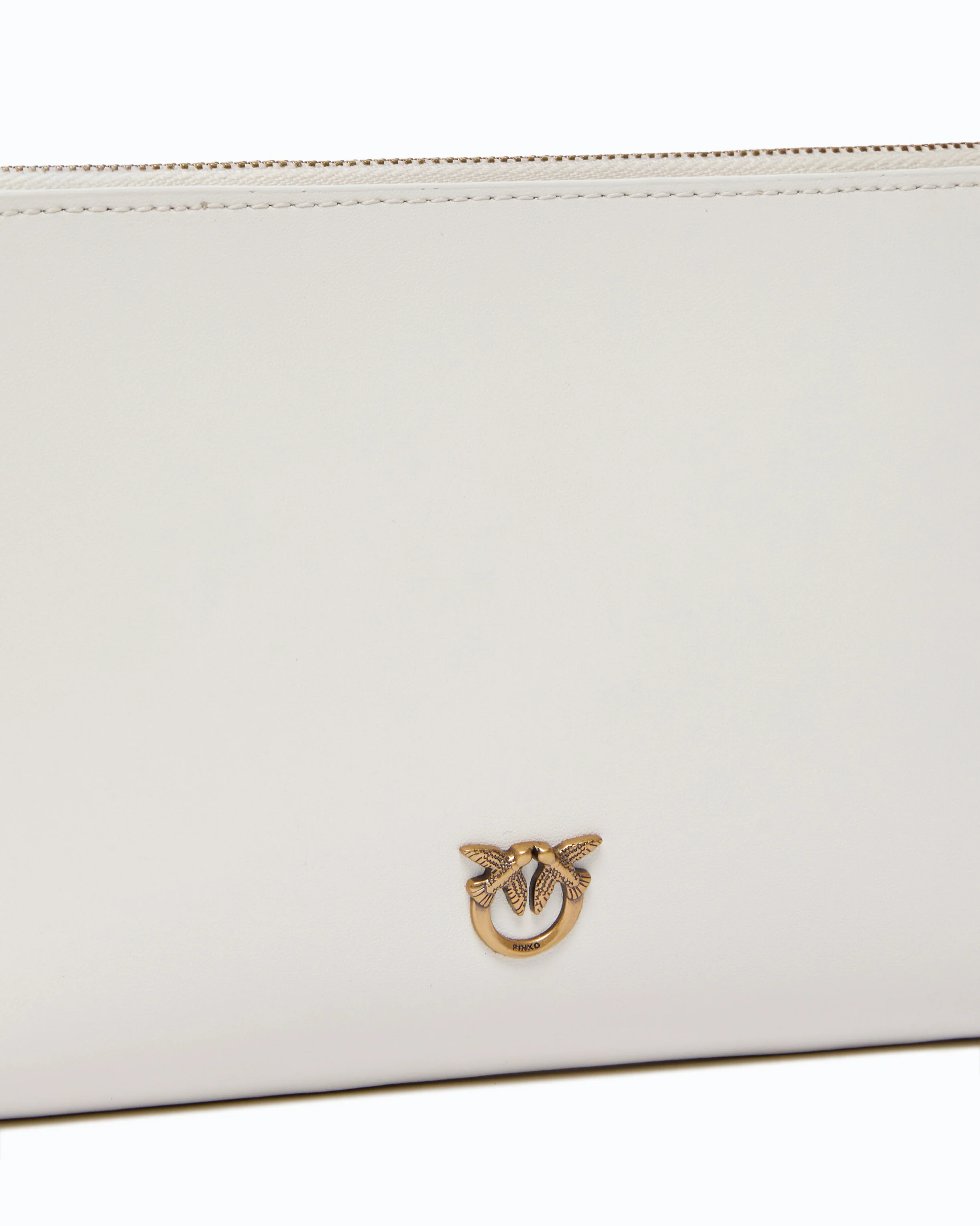 Flat leather clutch with Love Birds logo - Image 3