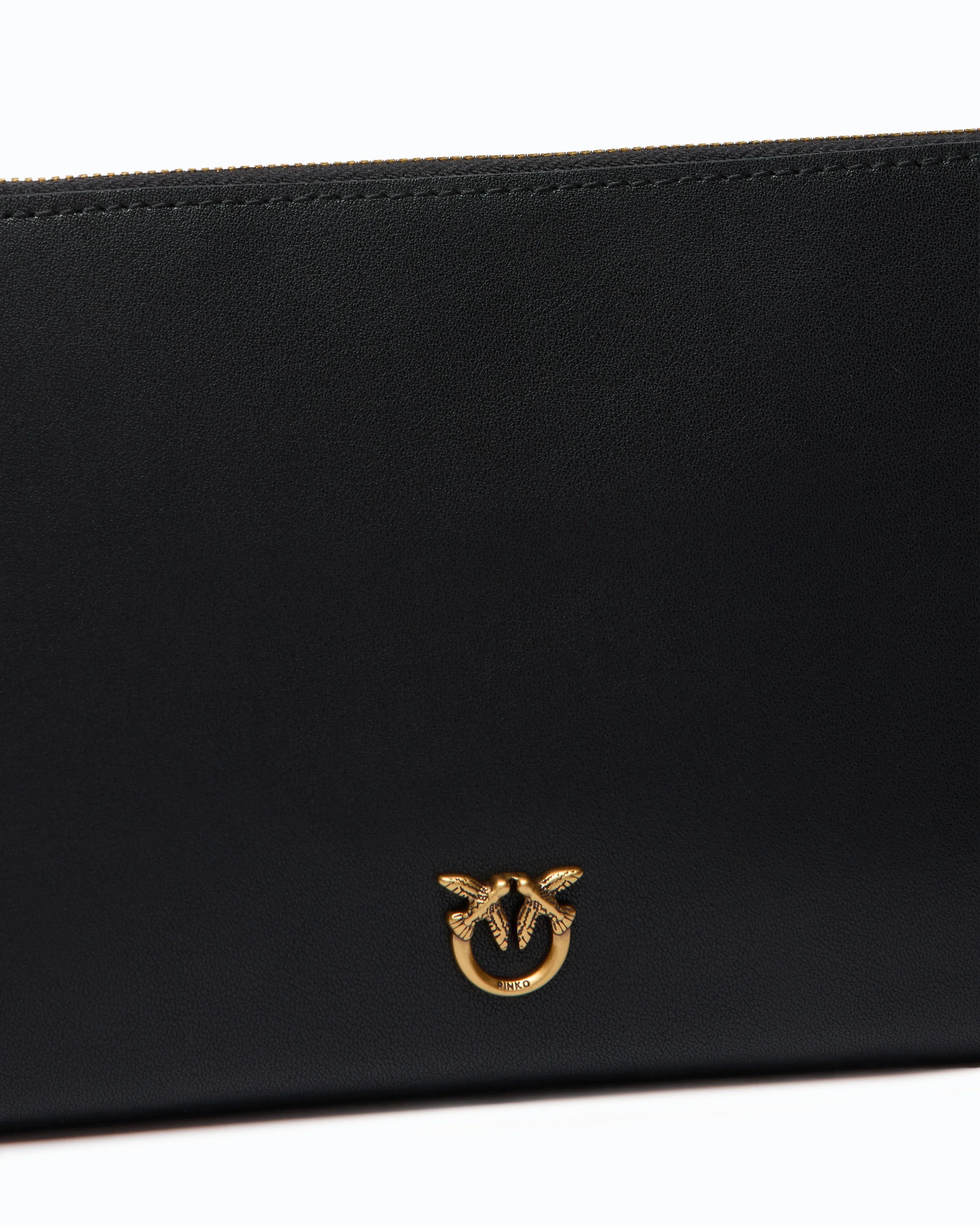 Flat leather clutch with Love Birds logo - Image 3