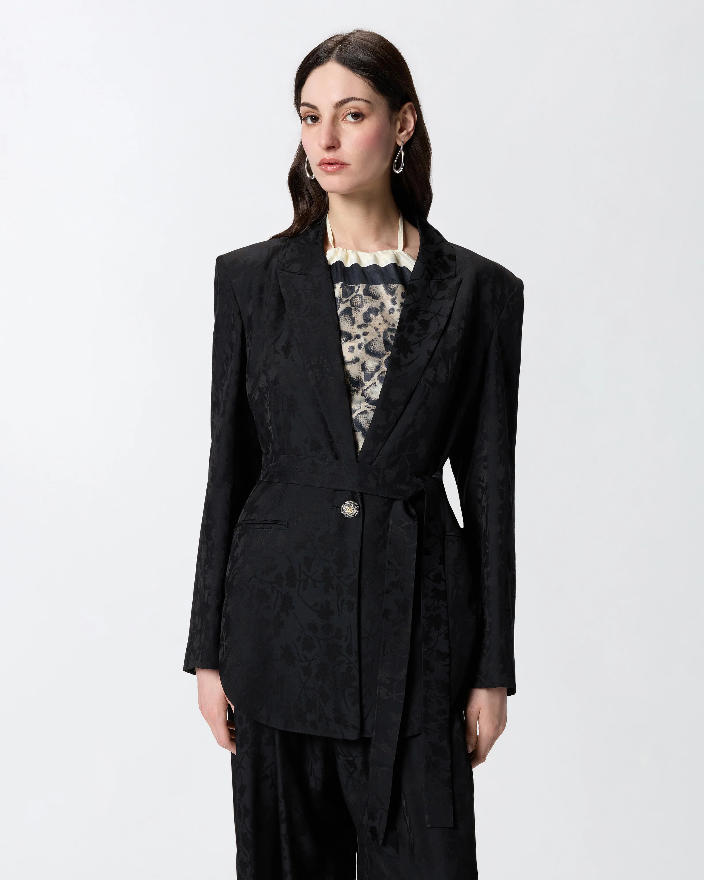 Floral jacquard kimono jacket
