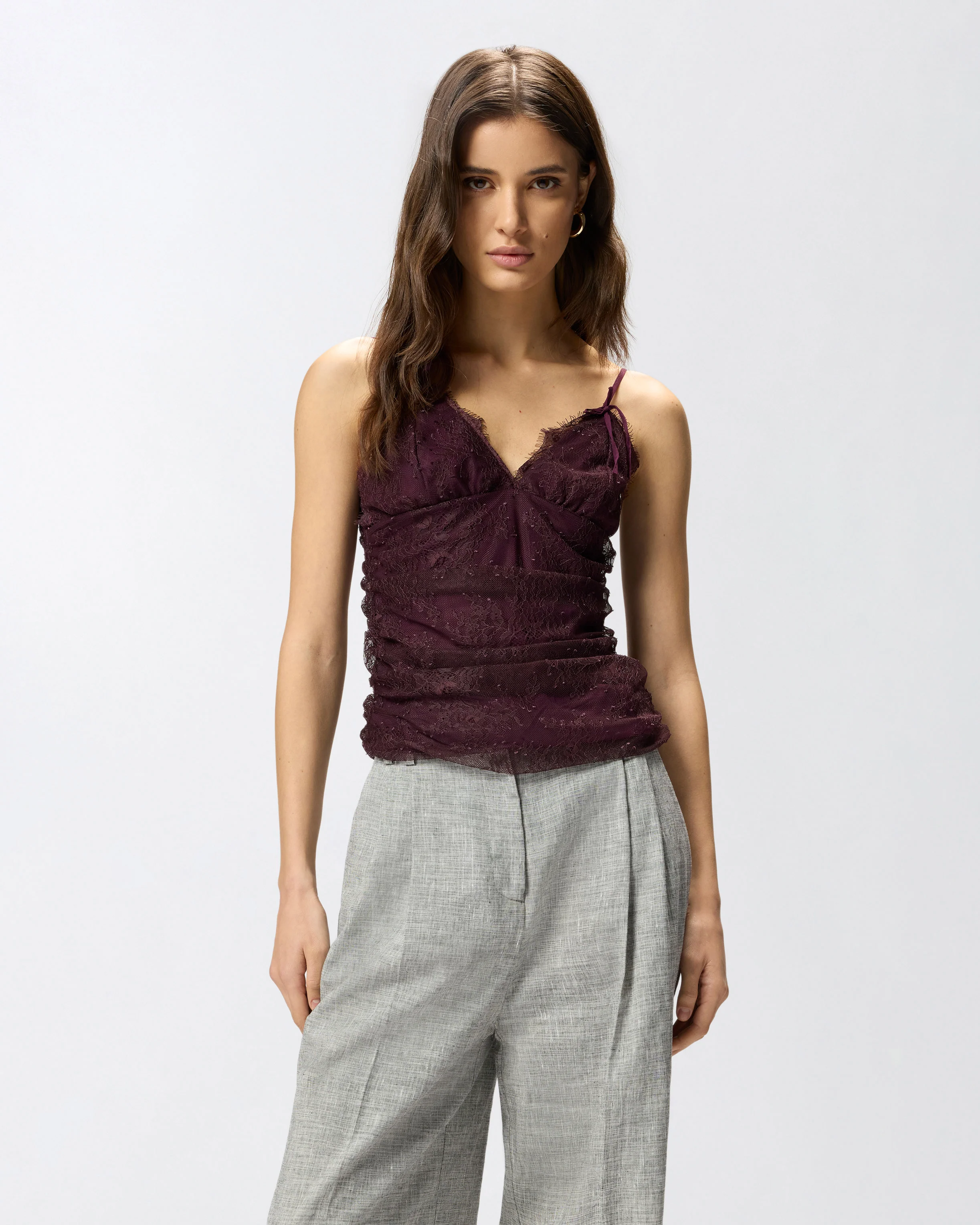 Floral lace top with shoulder straps
