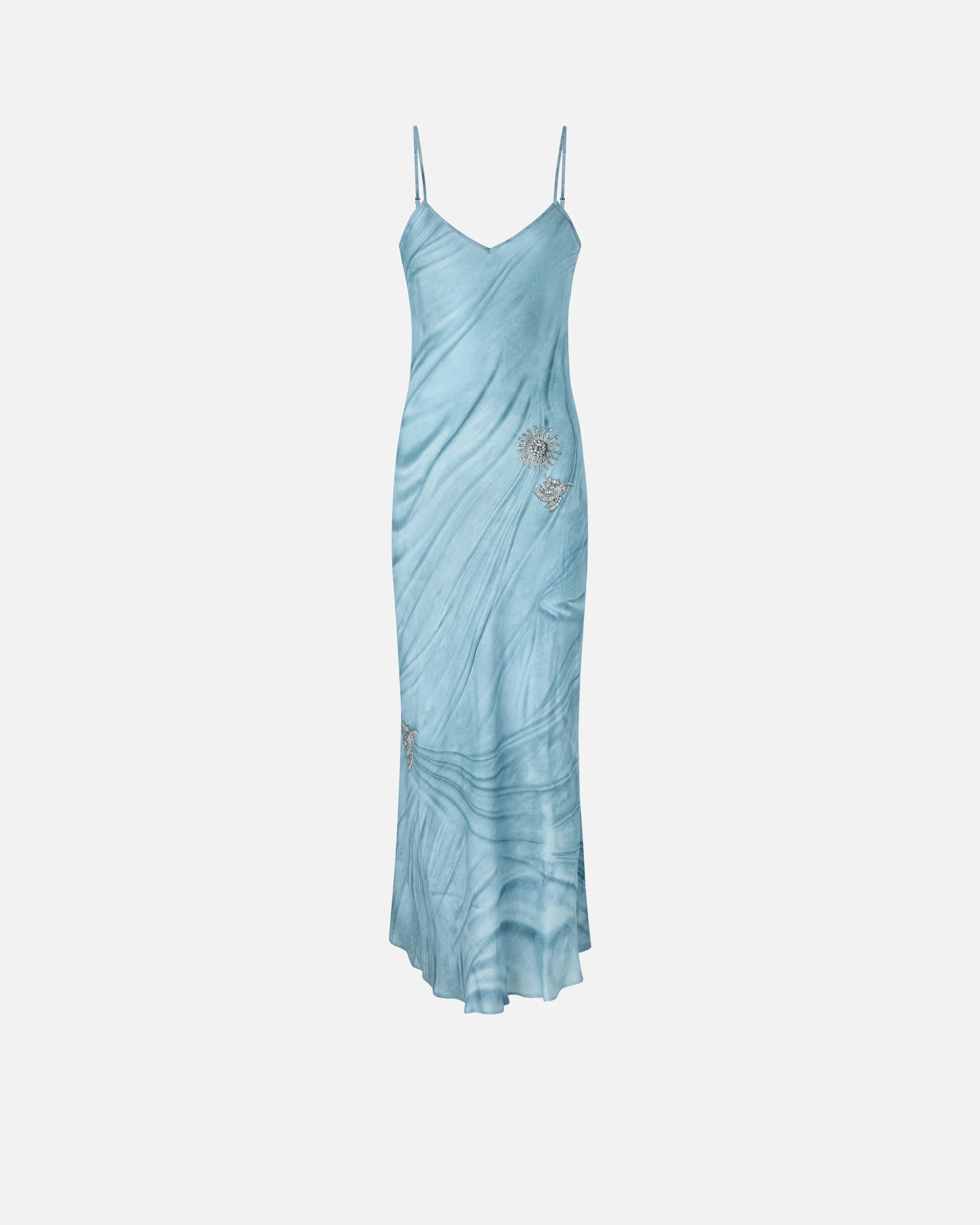 Fluid slip dress with placed jewel print - Image 5