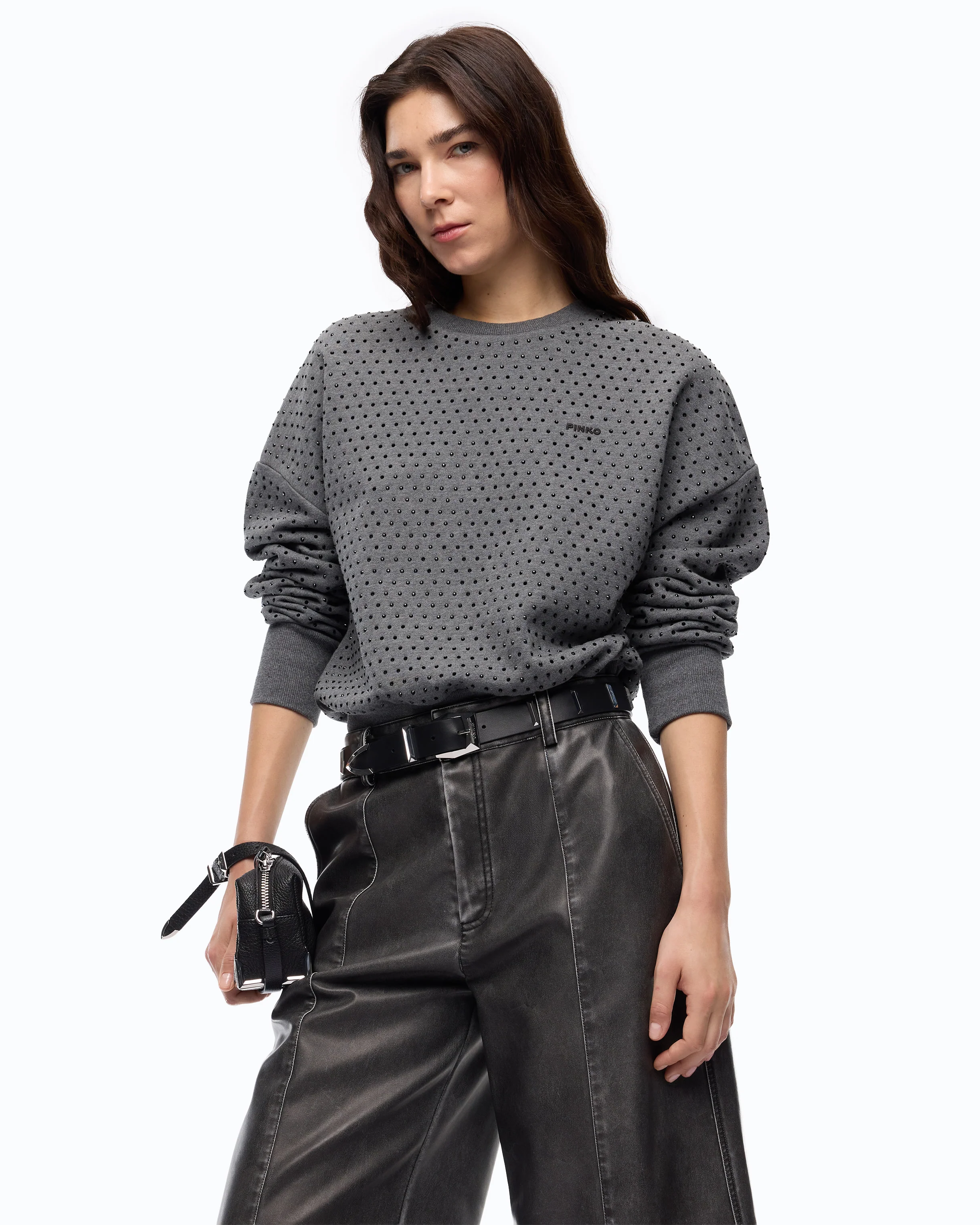 Fully rhinestoned fleece sweater