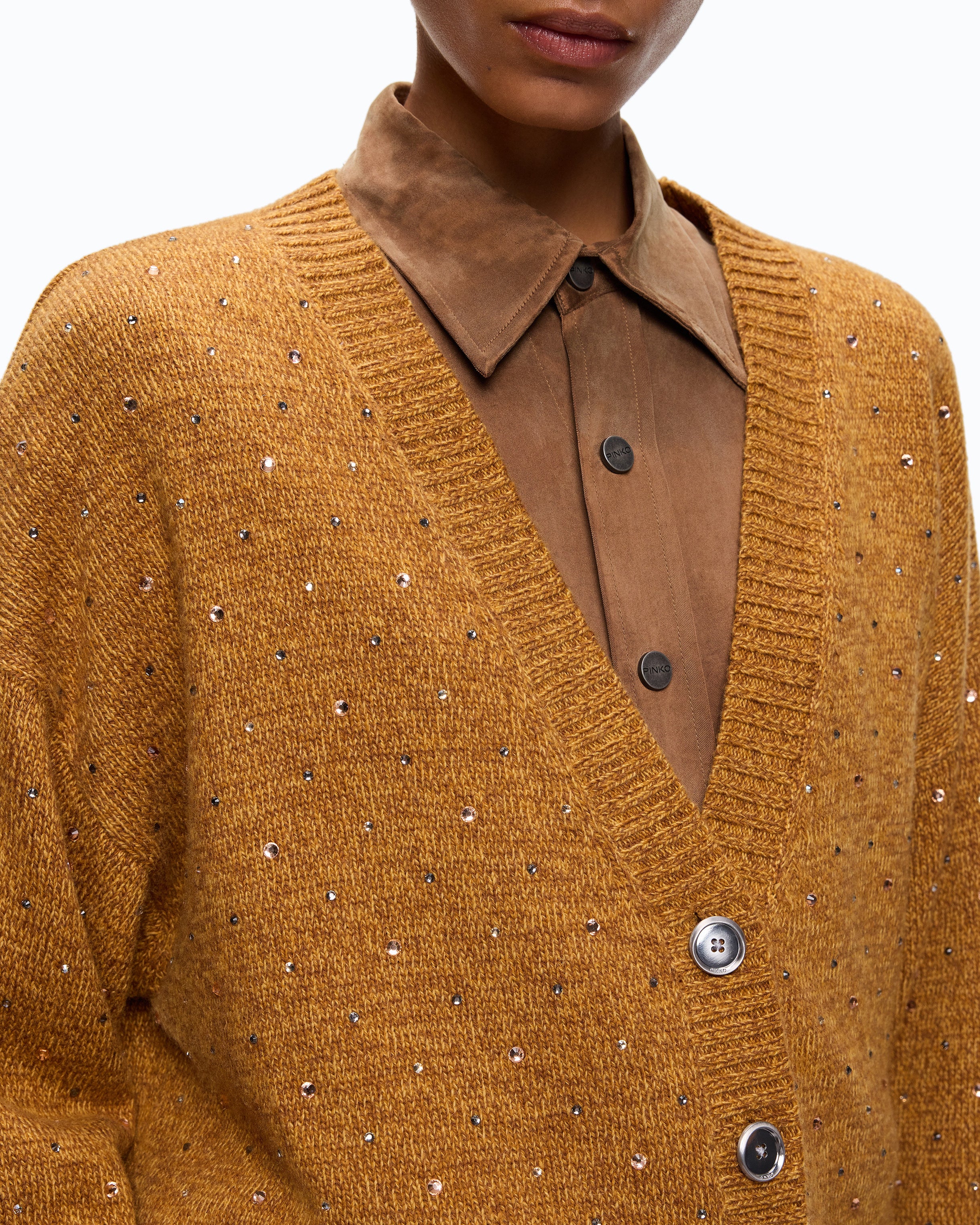 Fully rhinestoned wool-blend cardigan - Image 3