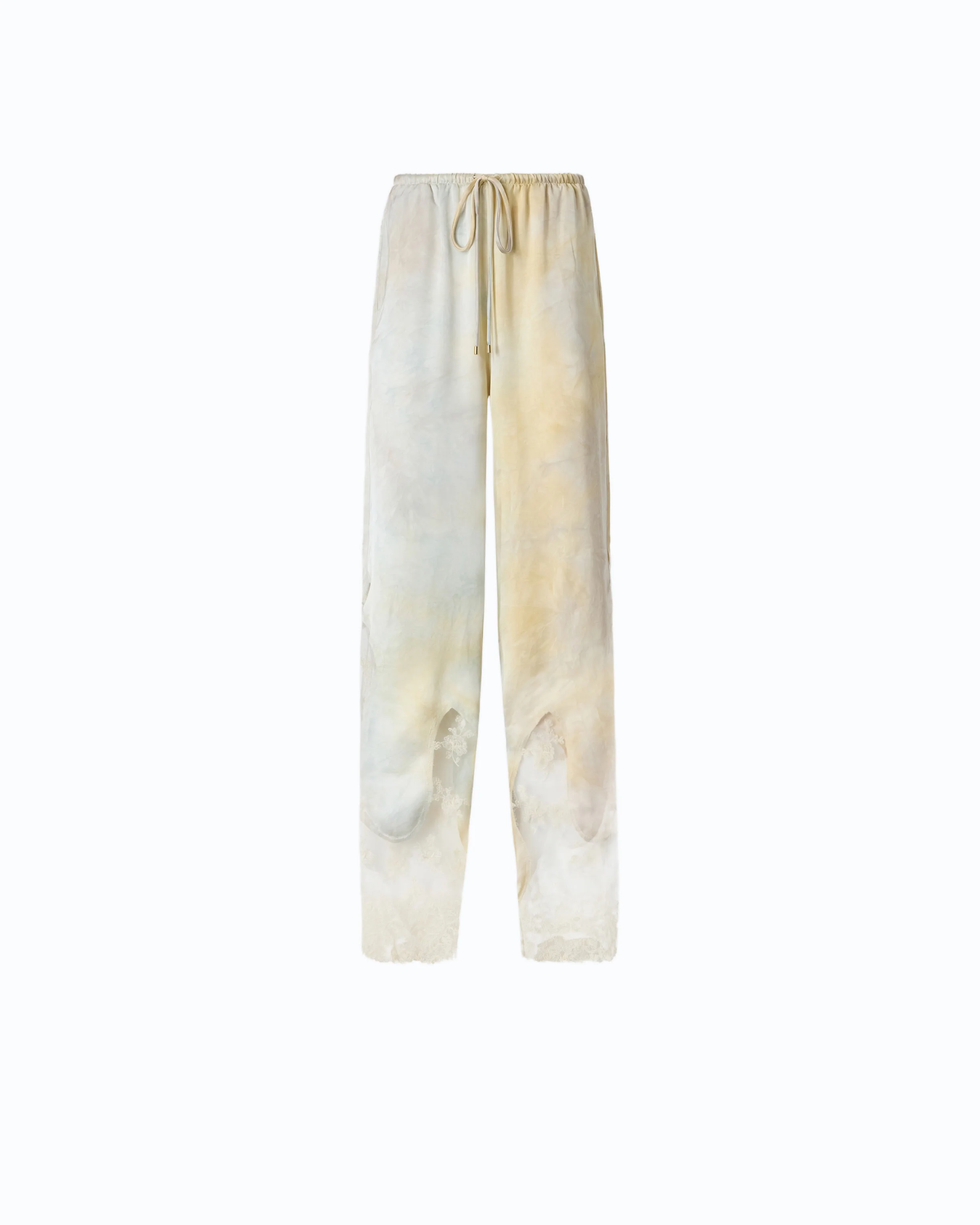 Garment-dyed satin trousers with lace details - Image 5