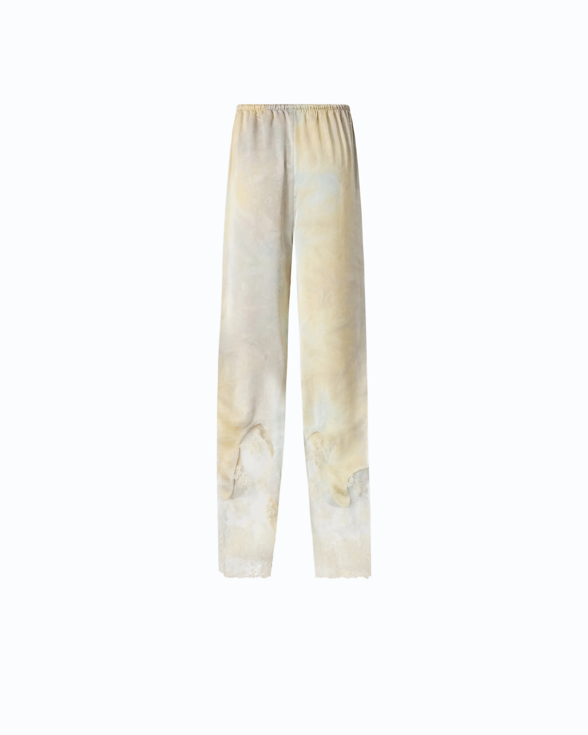 Garment-dyed satin trousers with lace details - Image 6
