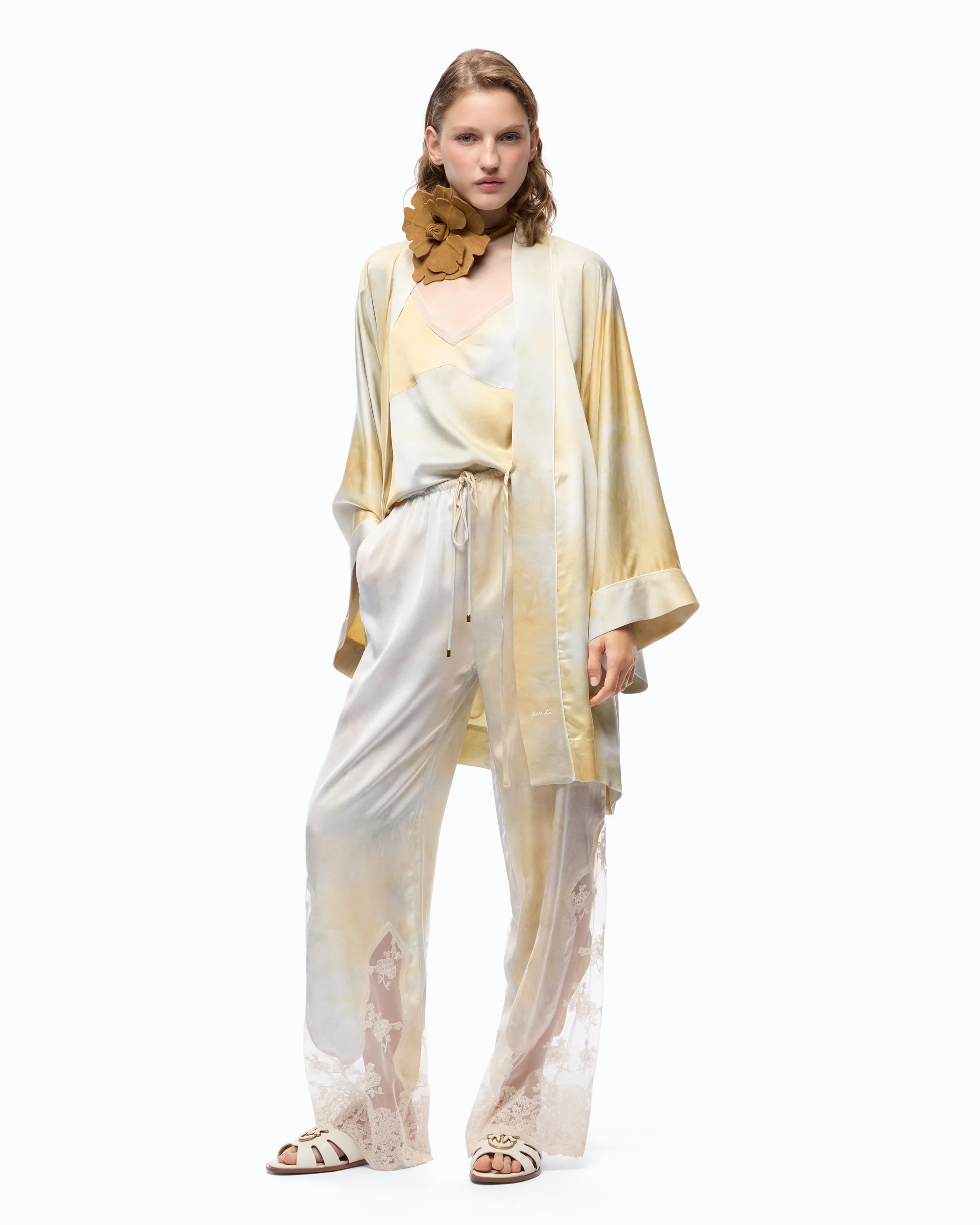 Gradient satin kimono with belt - Image 2