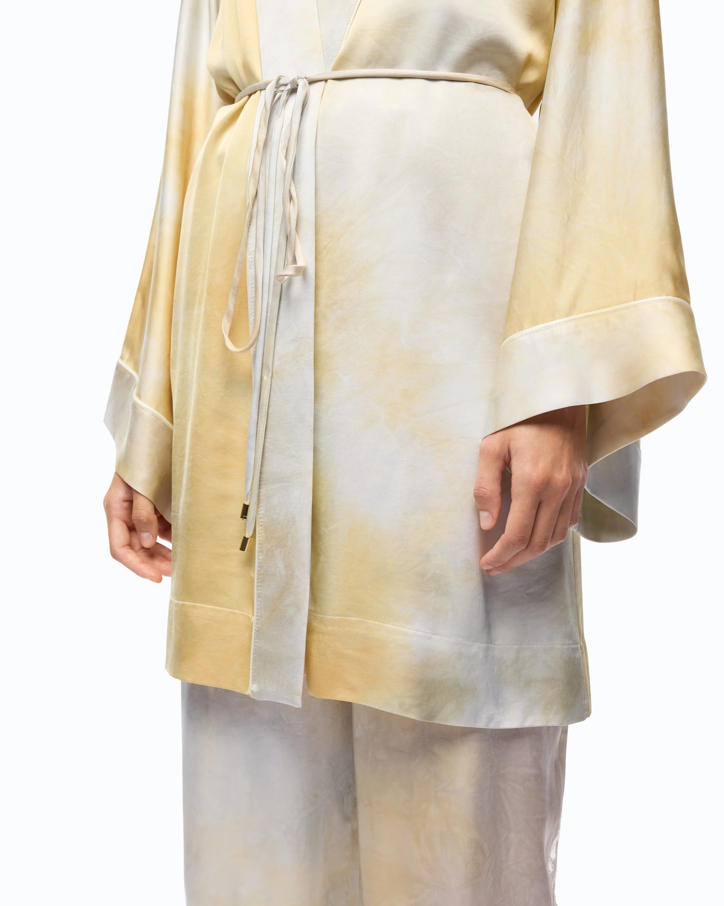 Gradient satin kimono with belt - Image 3