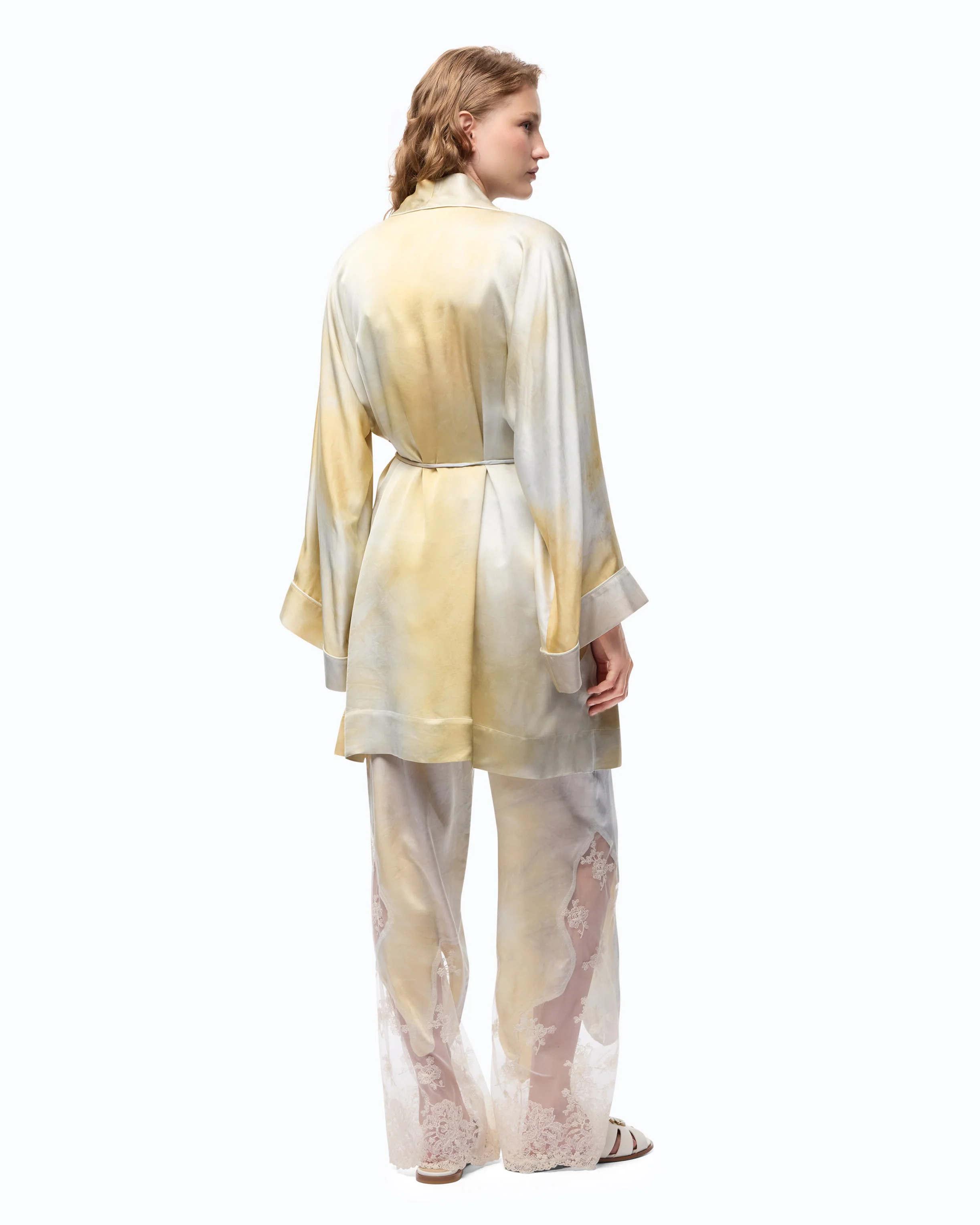 Gradient satin kimono with belt - Image 4