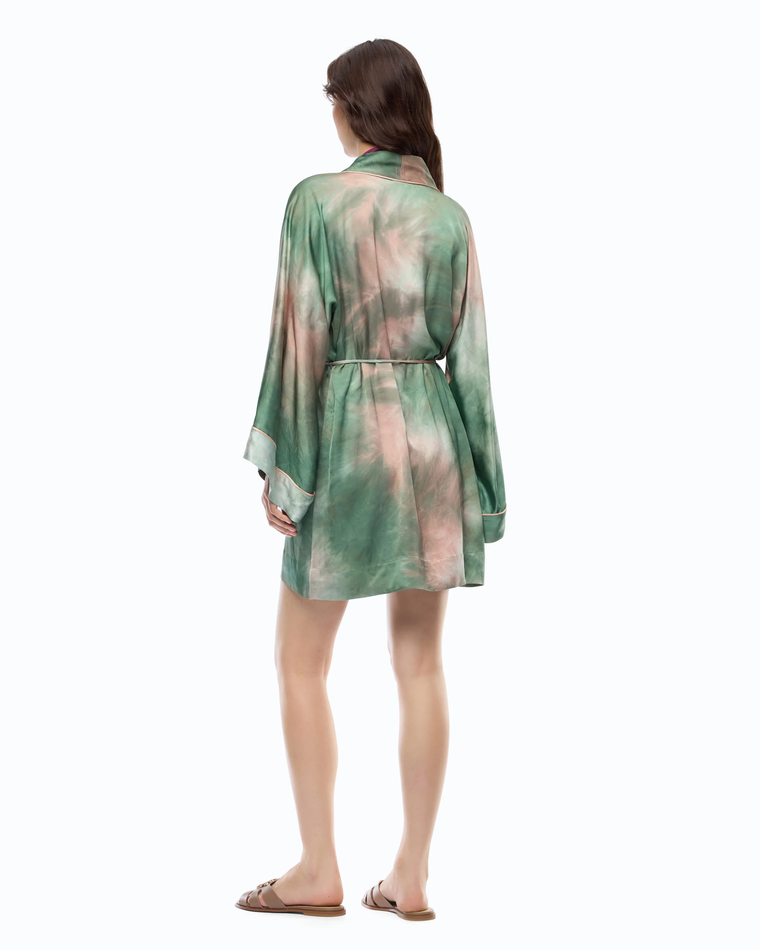 Gradient satin kimono with belt - Image 4