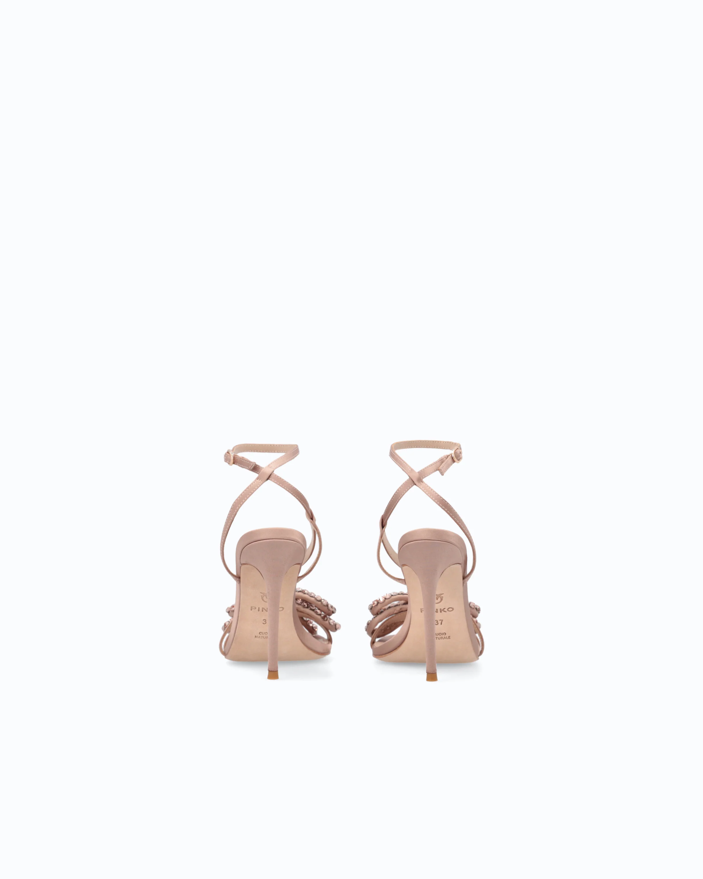 High-heeled satin sandals with bow and rhinestones - Image 8