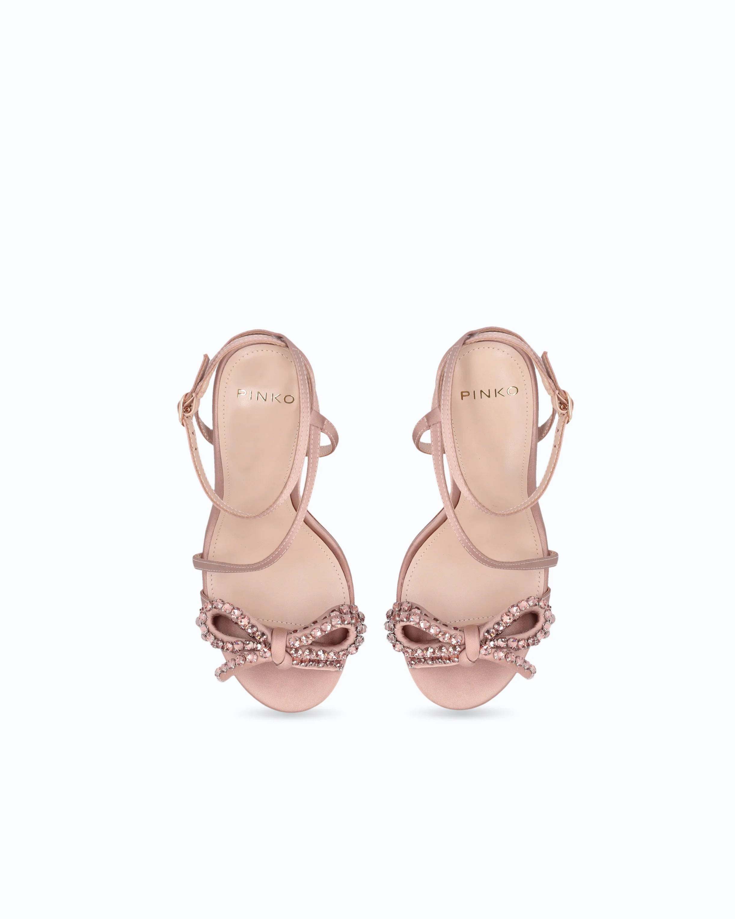 High-heeled satin sandals with bow and rhinestones - Image 9