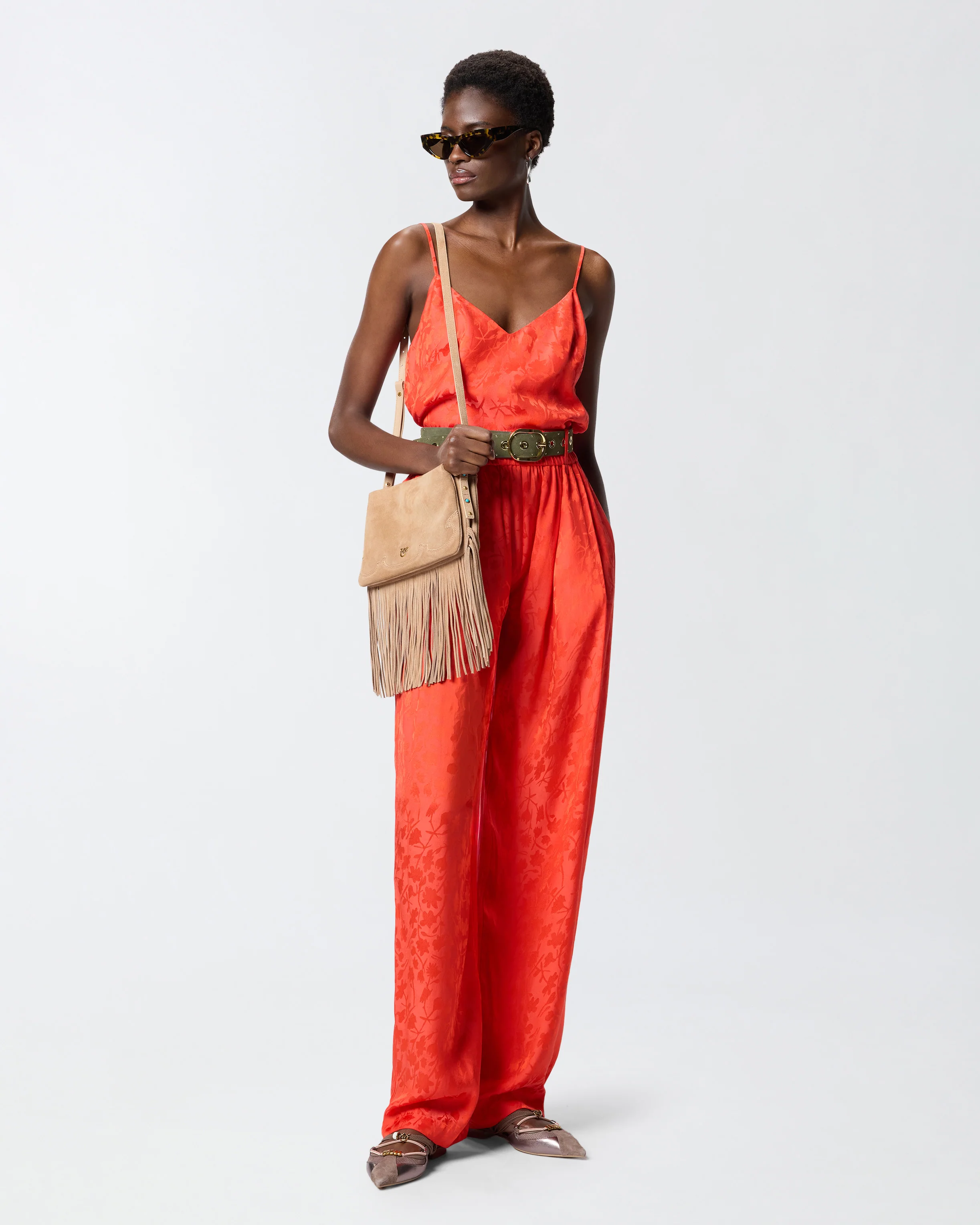 Jacquard crop top with spaghetti straps - Image 2