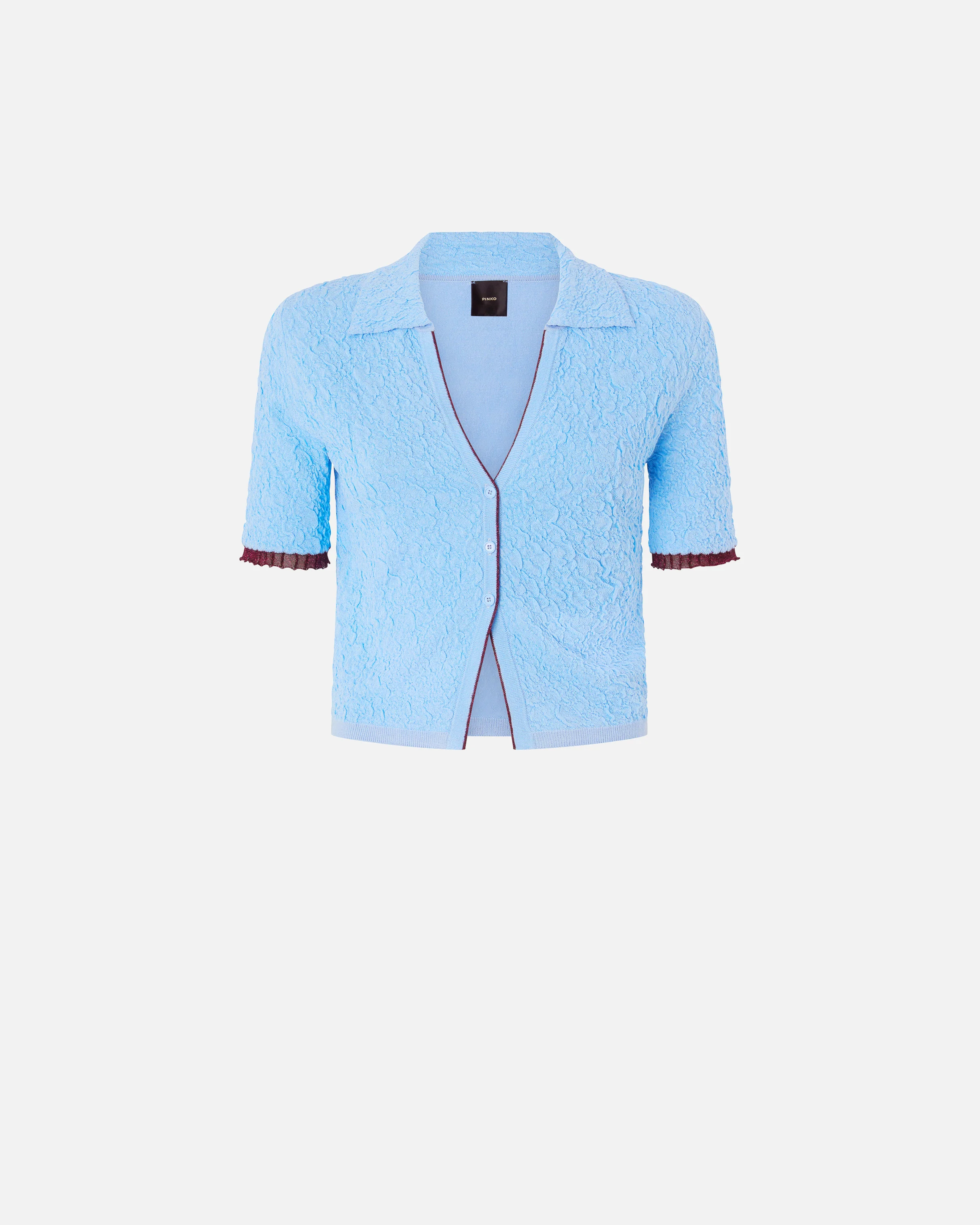 Jacquard polo cropped cardigan - Image 5