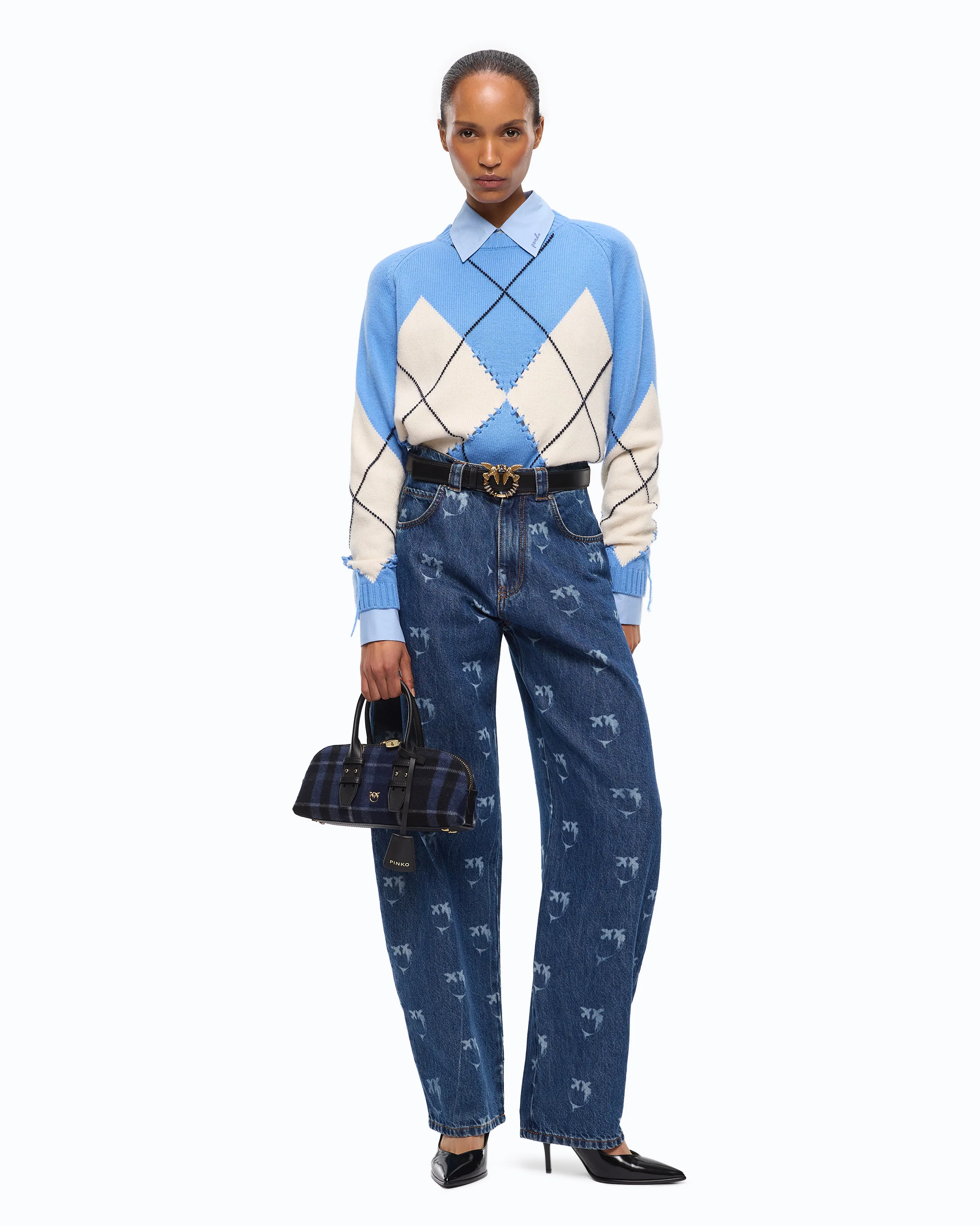 Jeans with all-over Love Birds logo
