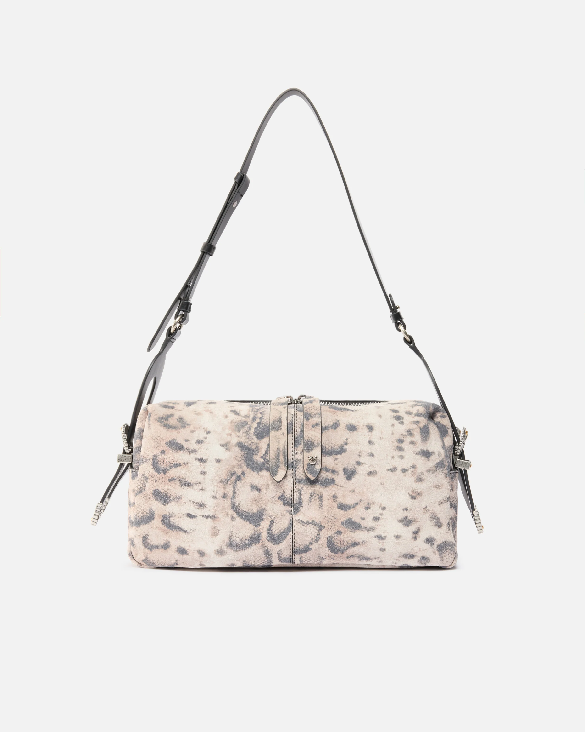 Keeper Bag medium shoulder bag in suede with python print