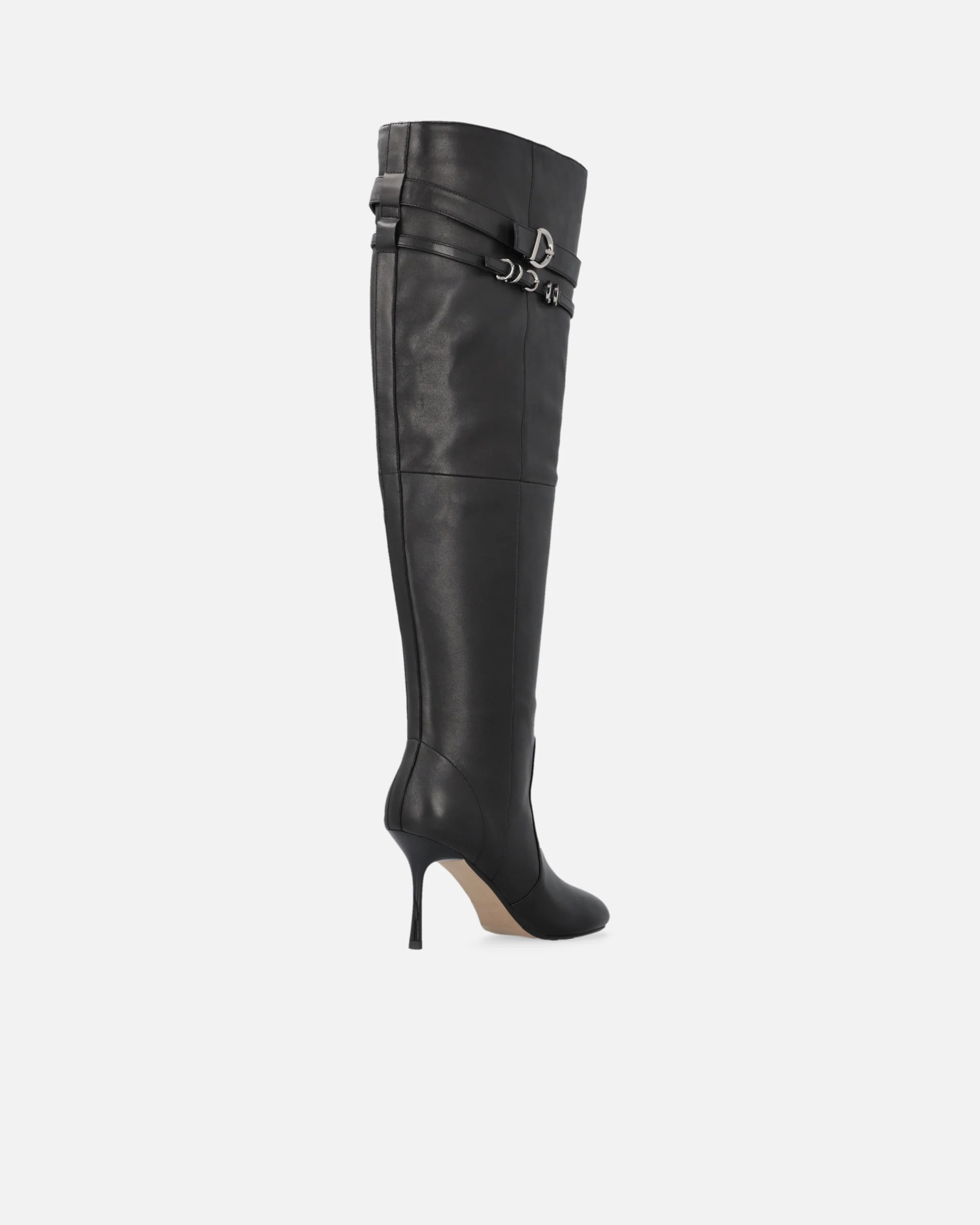 Knee-high nappa leather boots with heel and strap - Image 3
