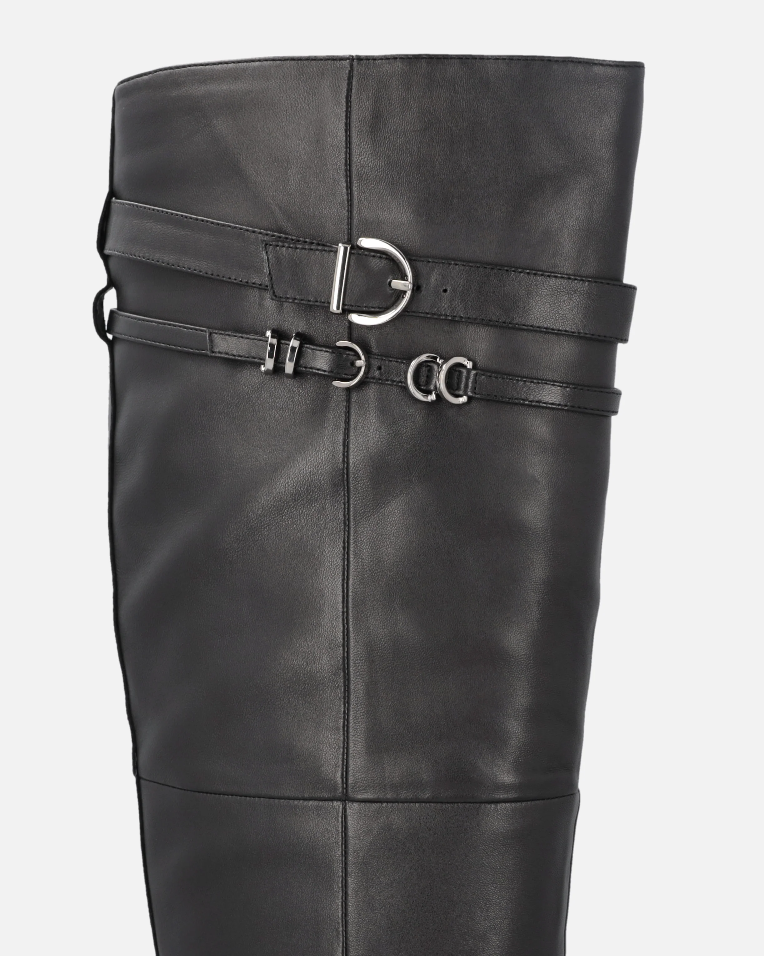 Knee-high nappa leather boots with heel and strap - Image 4