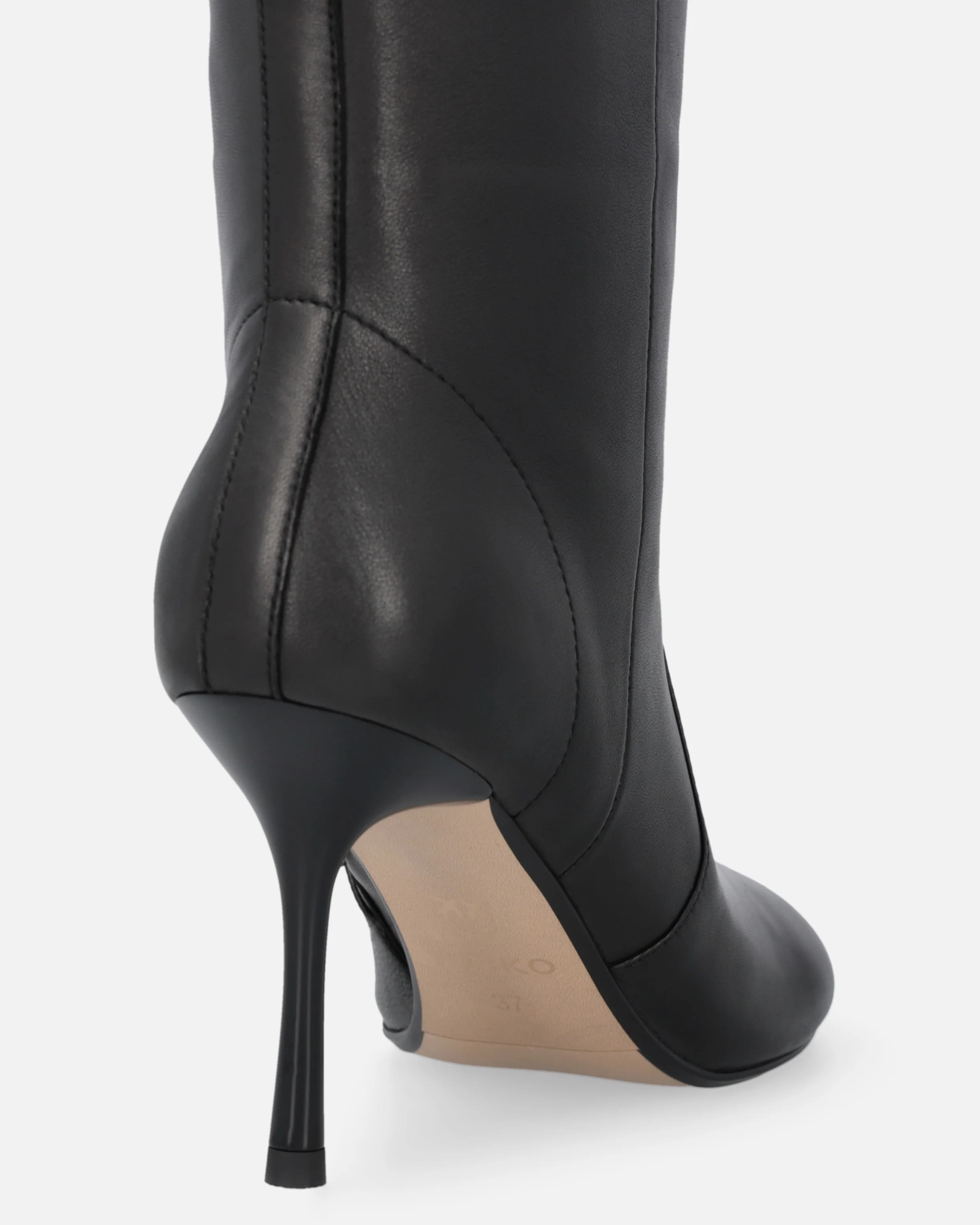 Knee-high nappa leather boots with heel and strap - Image 7