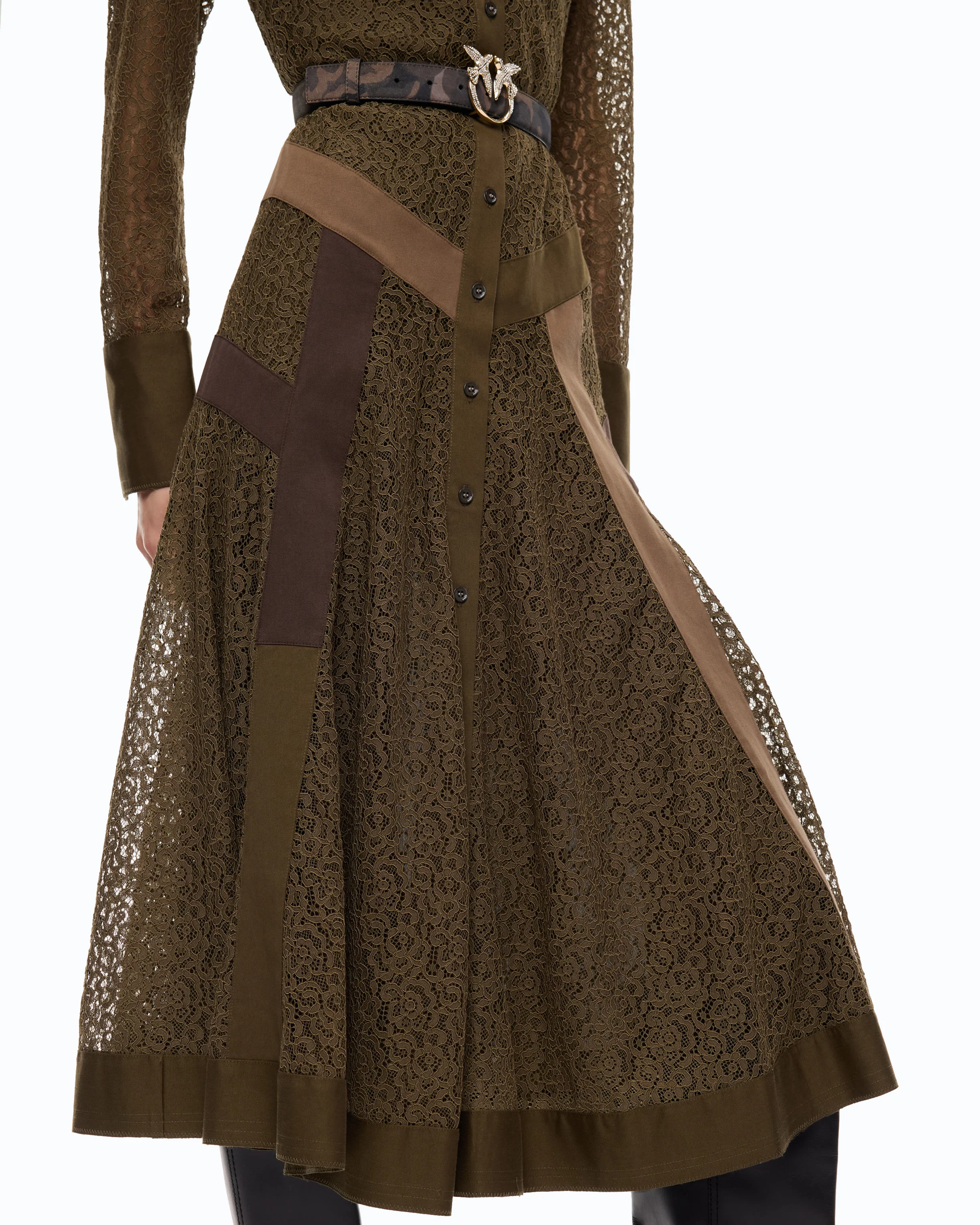 Lace midi shirt dress with inserts - Image 3