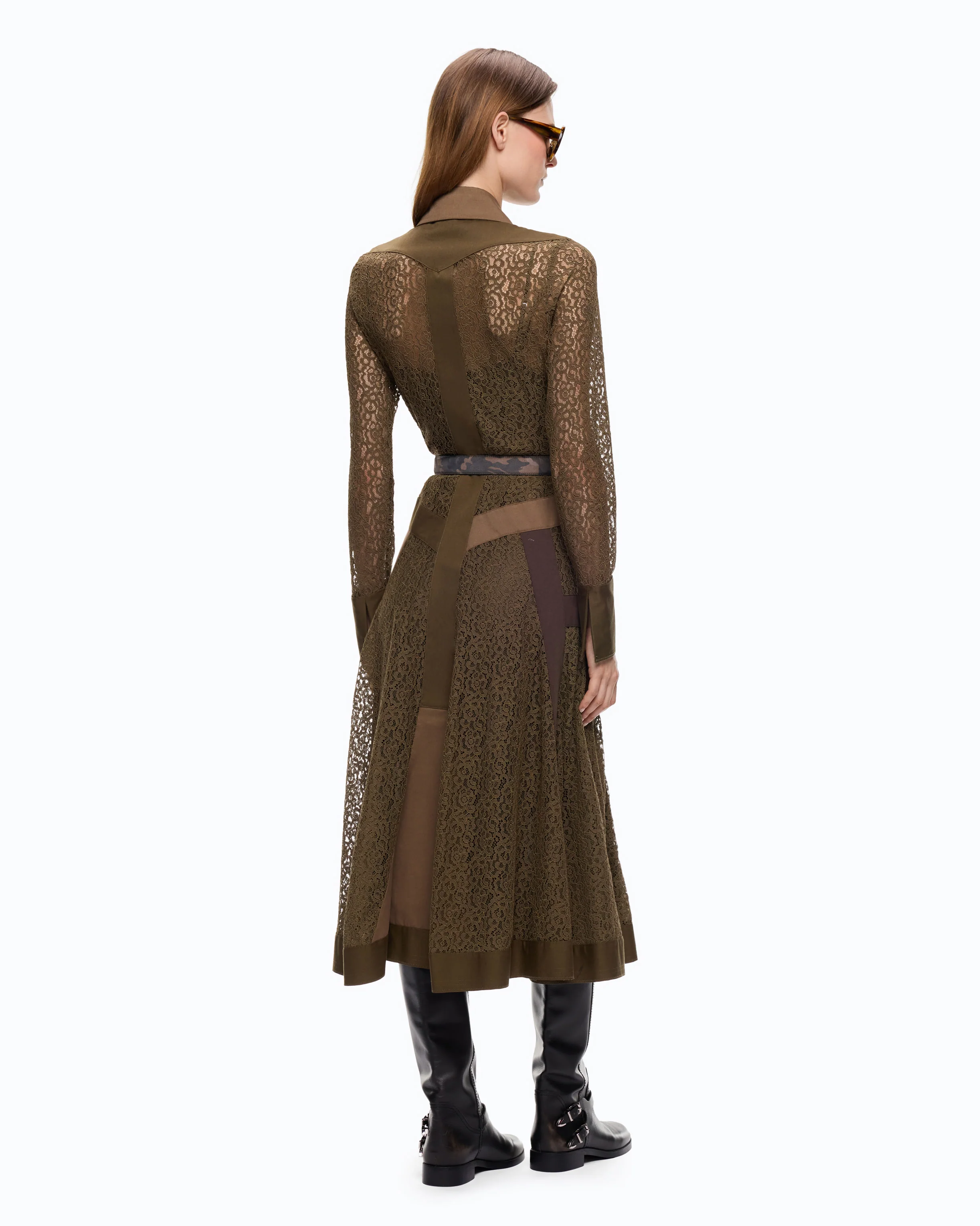 Lace midi shirt dress with inserts - Image 4
