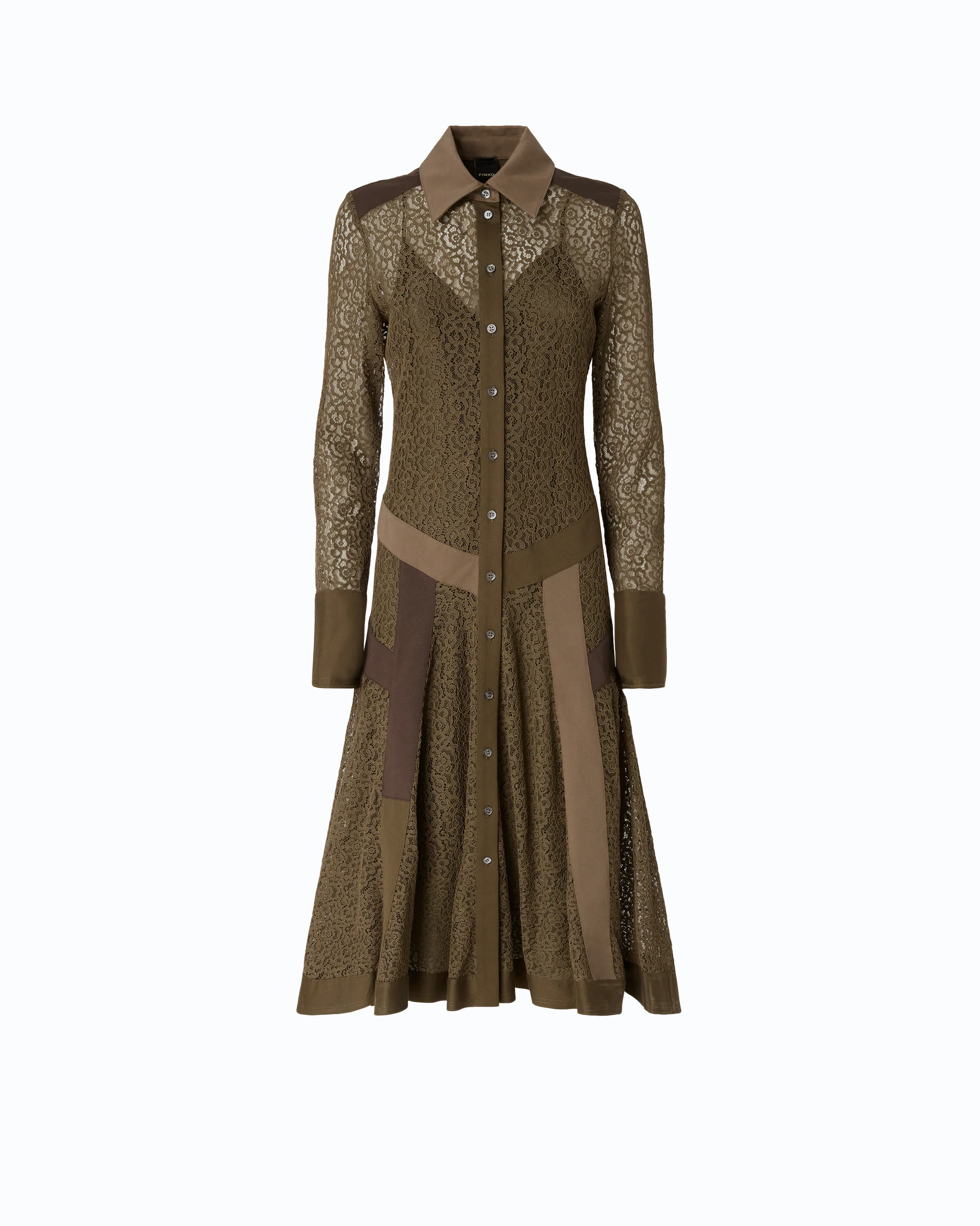 Lace midi shirt dress with inserts - Image 5
