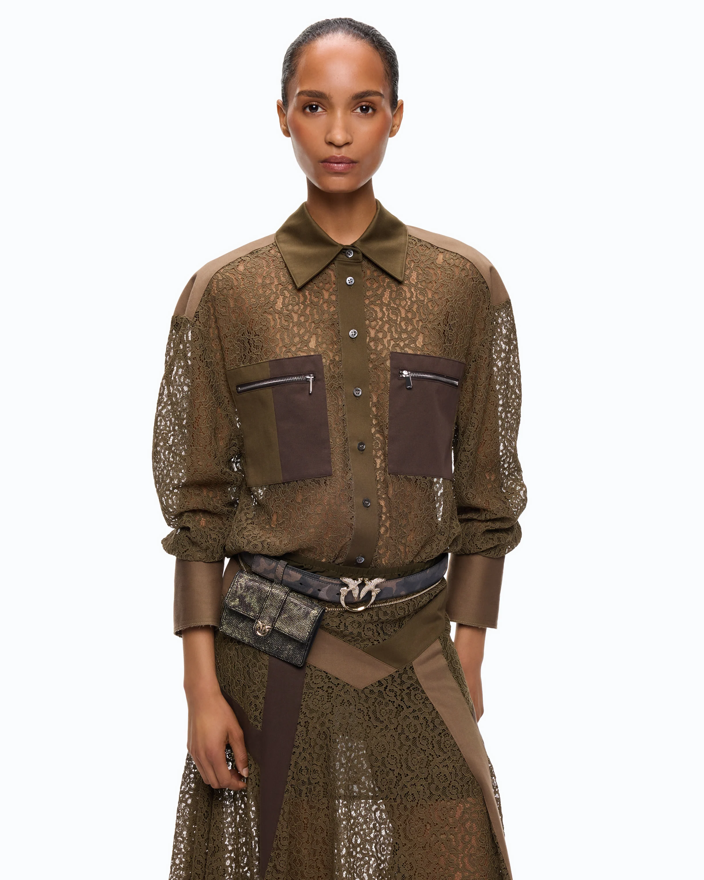 Lace shirt with pockets