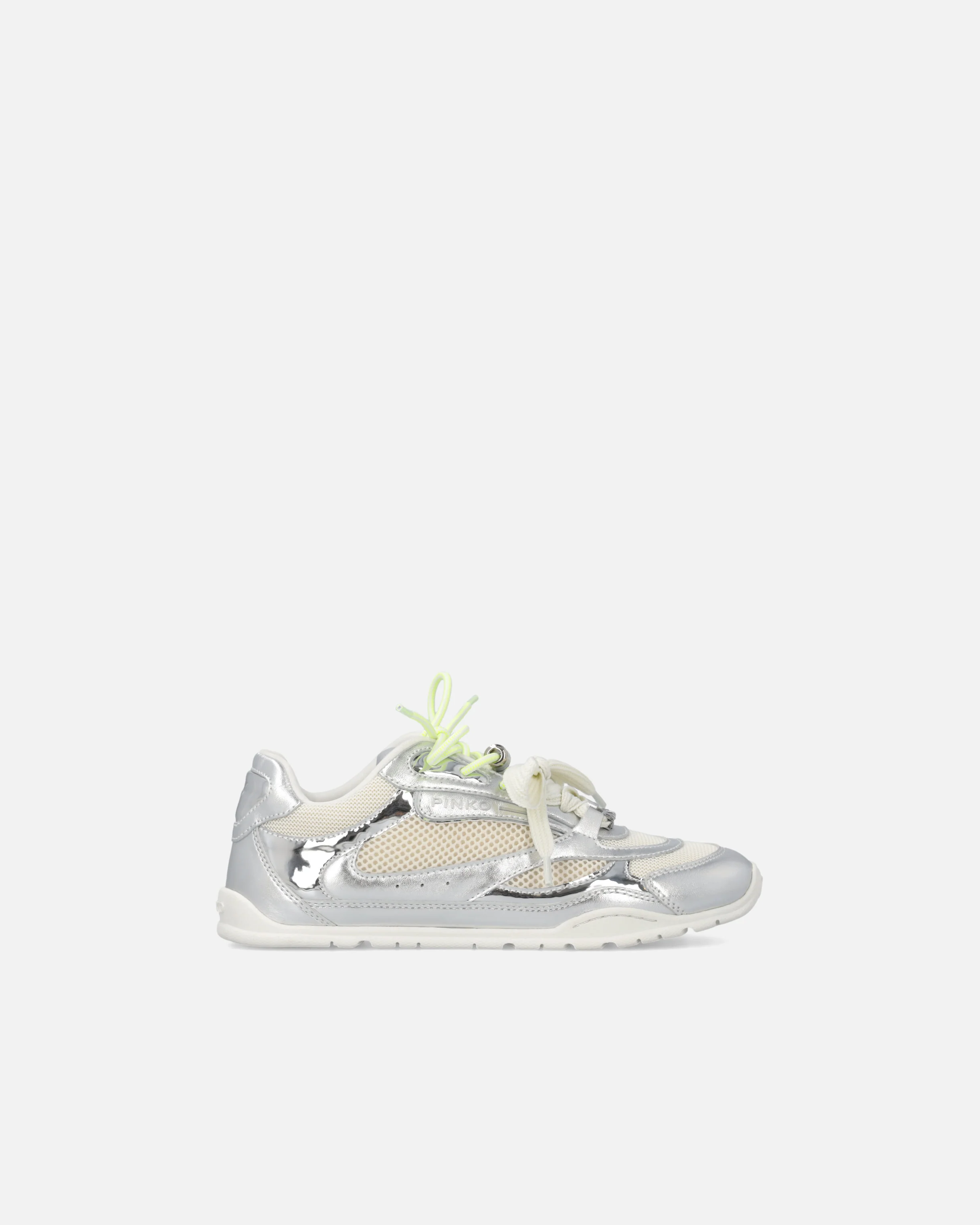 Laminated sneakers with double laces and jewel details