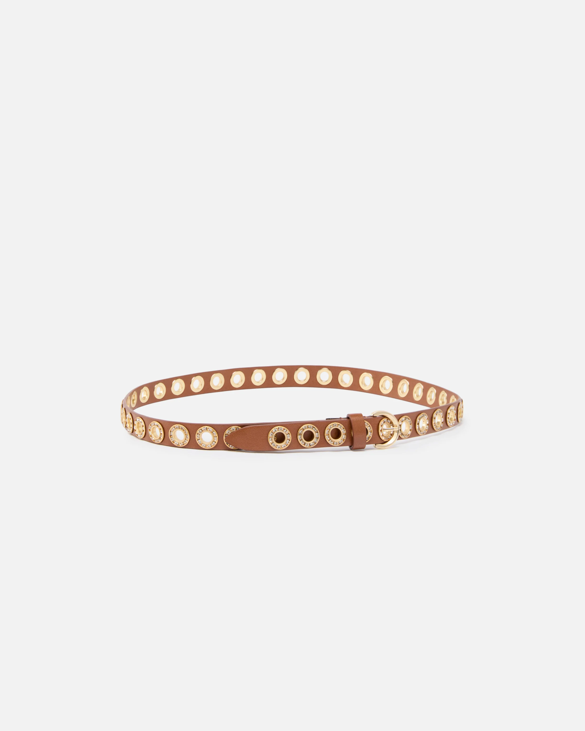 Leather belt with jewel eyelets, 2cm - Image 2