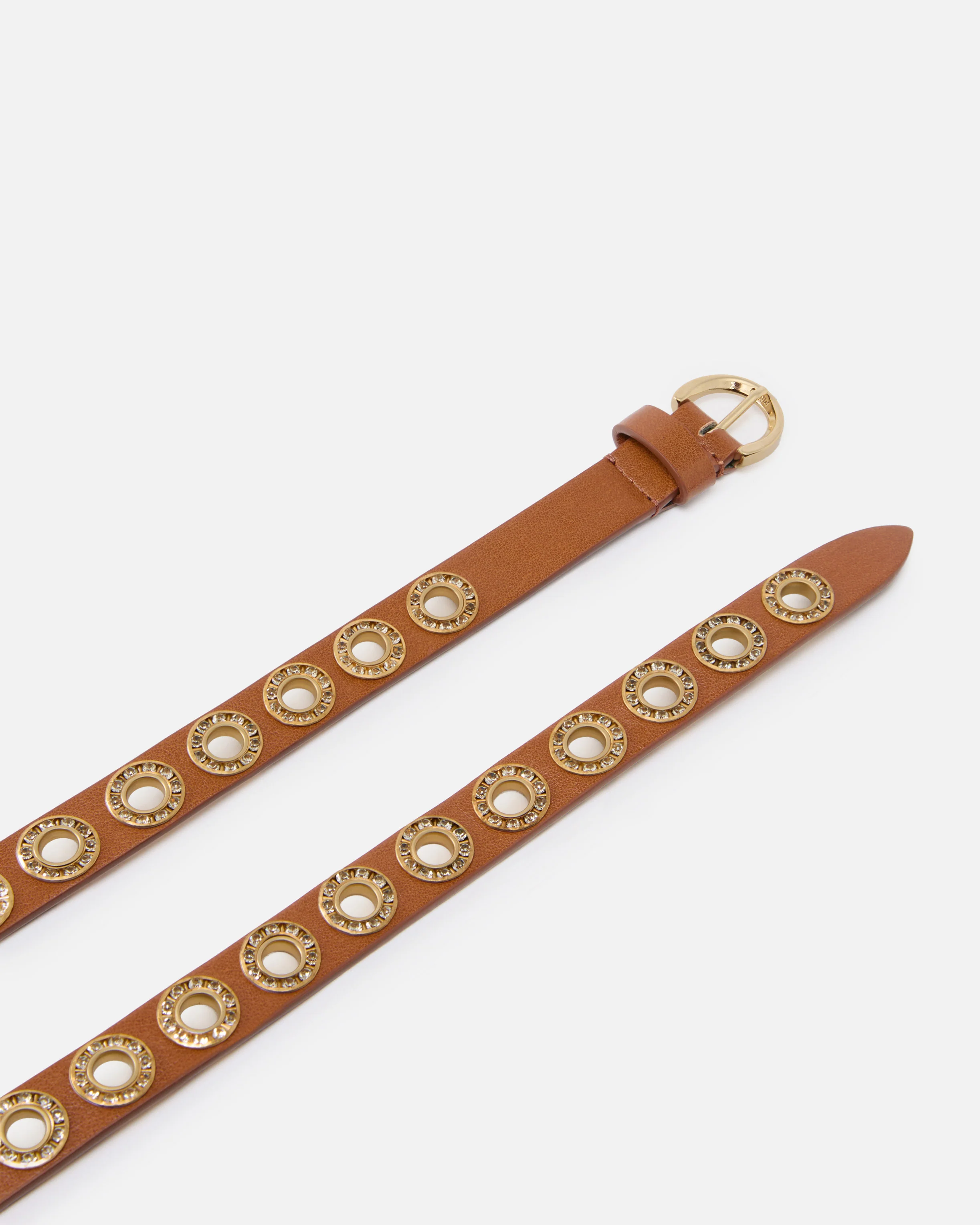 Leather belt with jewel eyelets, 2cm - Image 3
