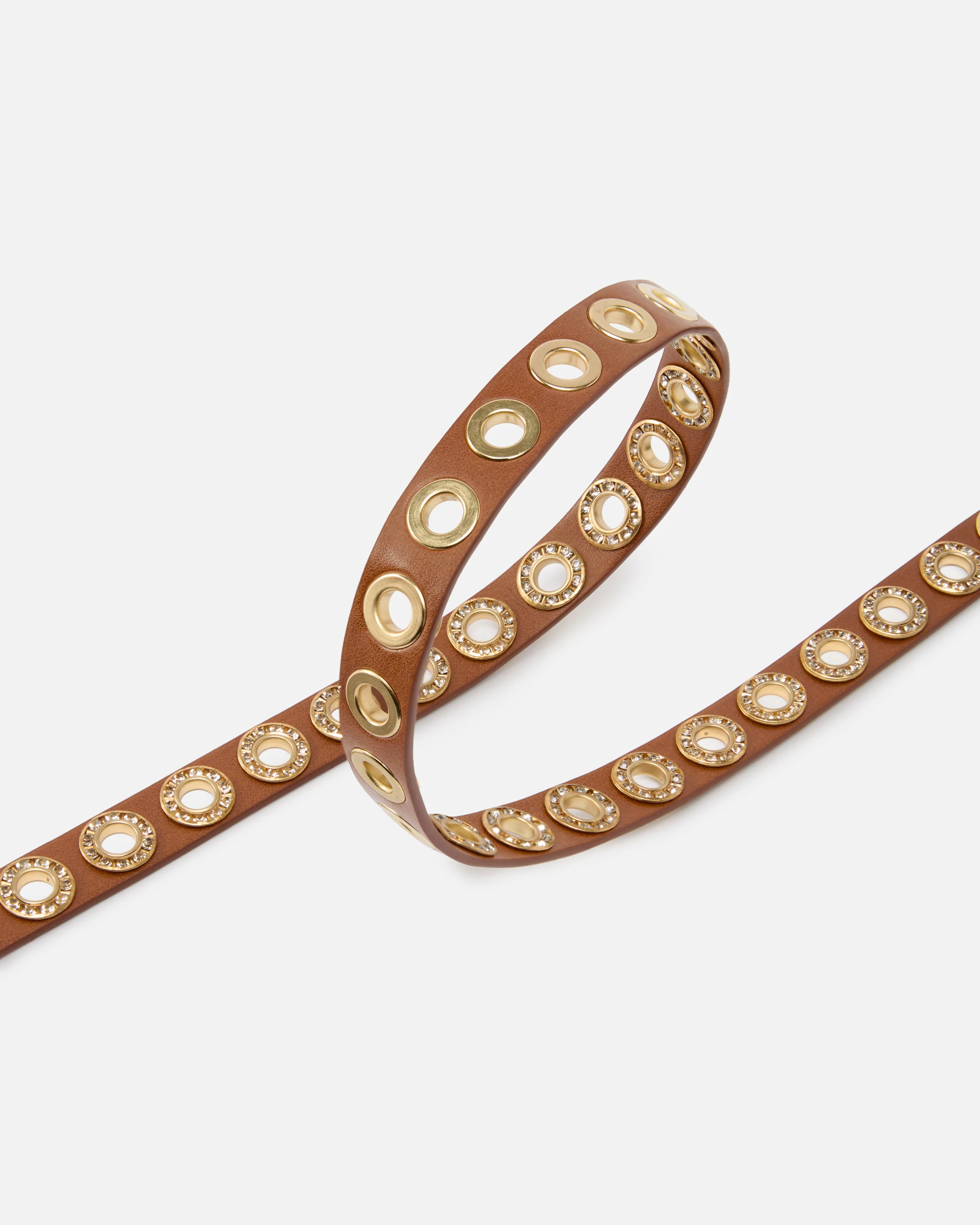 Leather belt with jewel eyelets, 2cm - Image 4