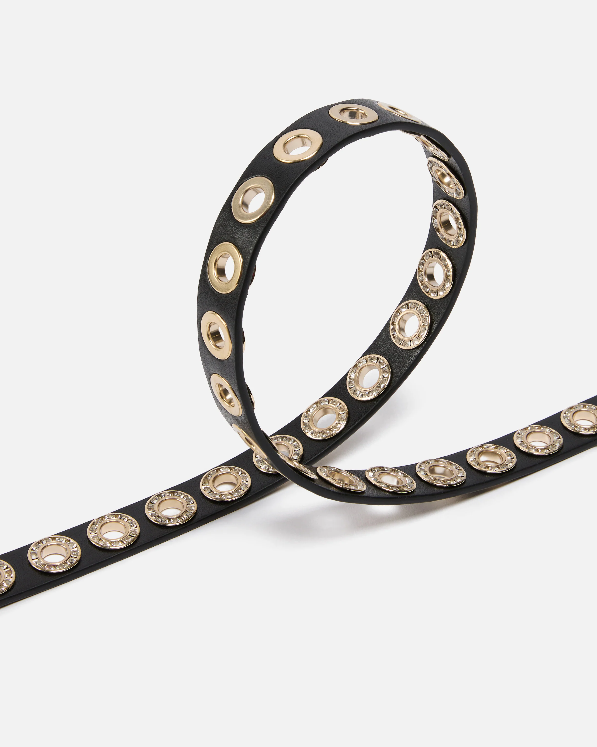 Leather belt with jewel eyelets, 2cm - Image 4