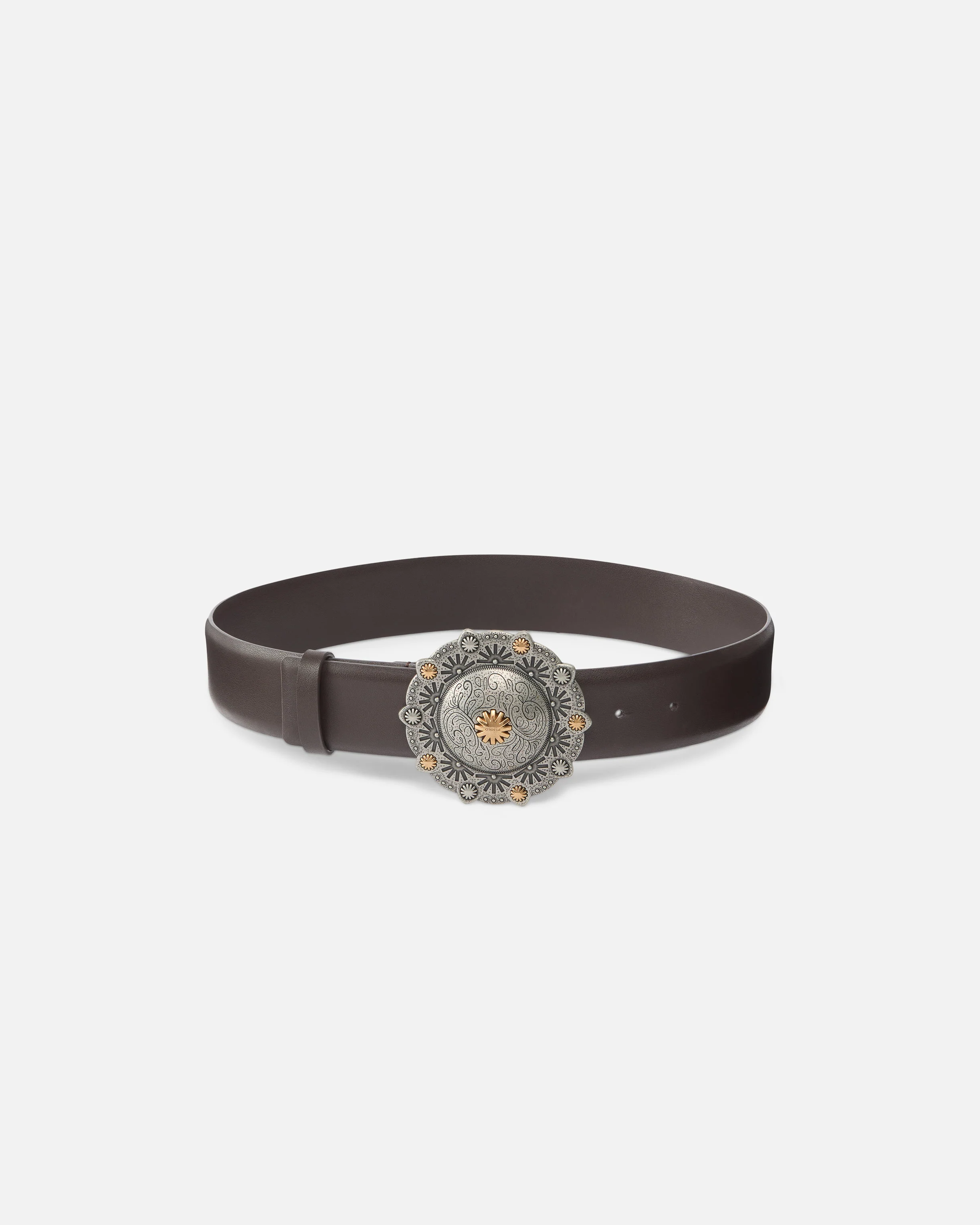 Leather belt with jewel medallion, 4cm