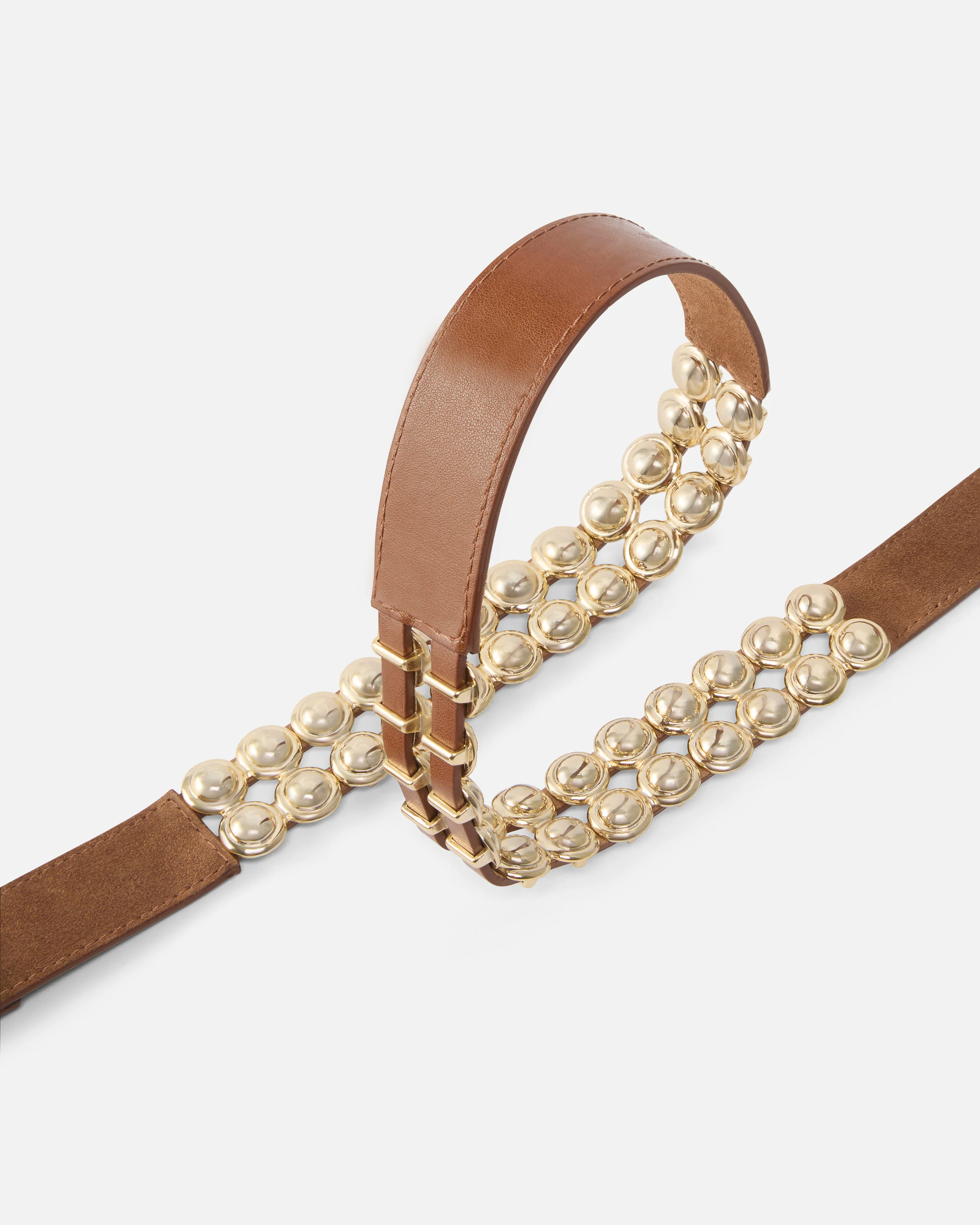 Leather belt with metal embellishments, 3 cm - Image 4