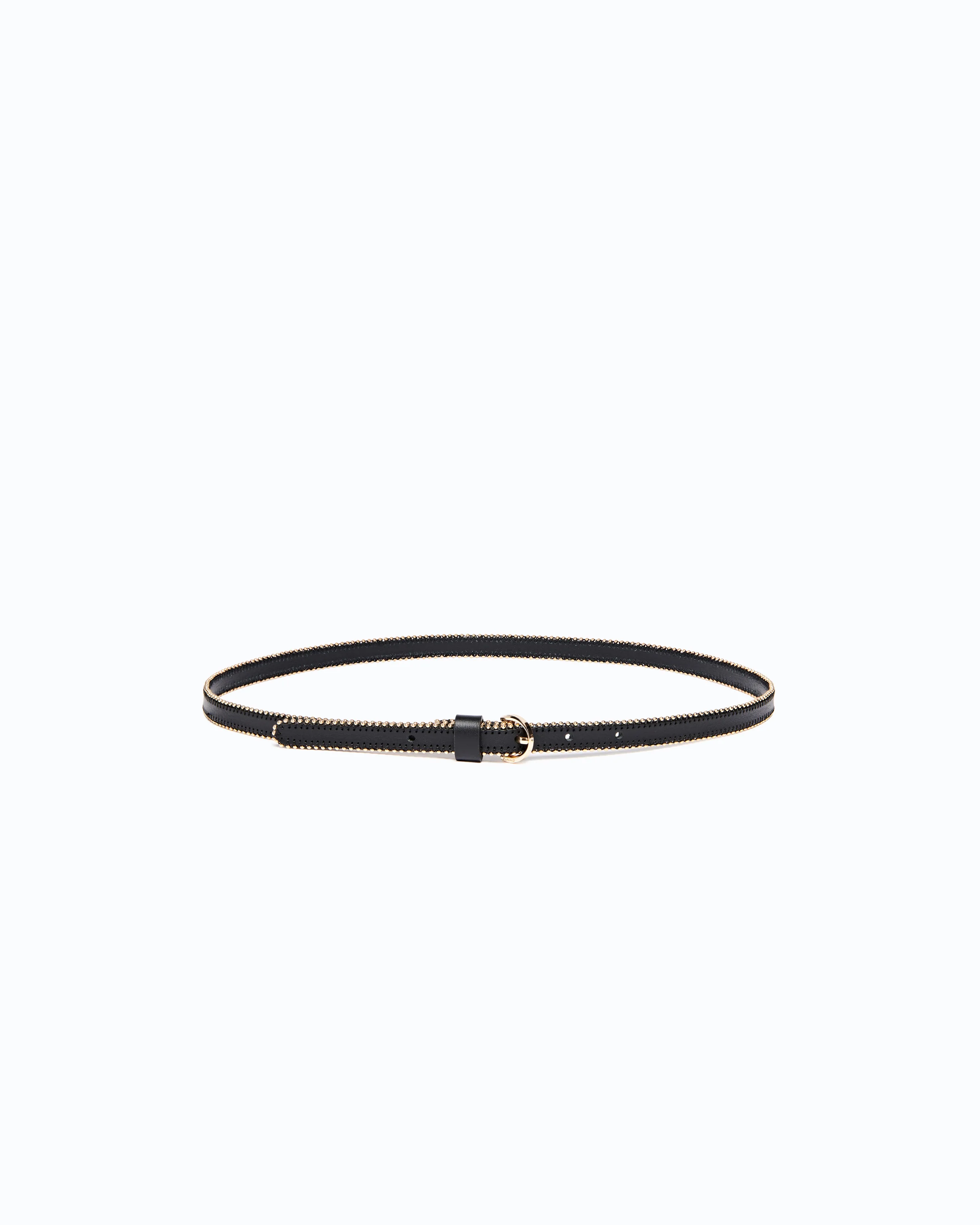 Leather belt with mini studs, 1 cm