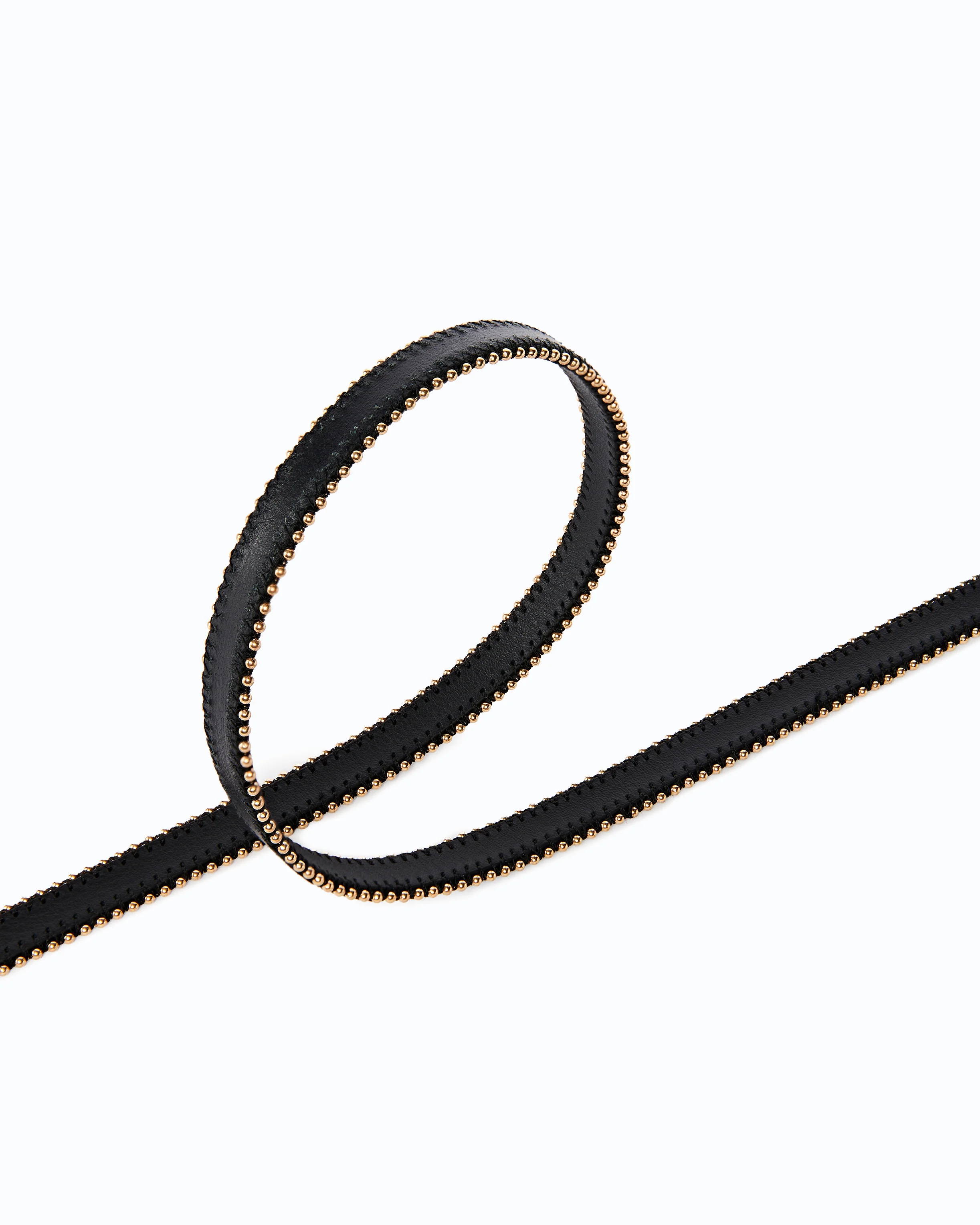 Leather belt with mini studs, 1 cm - Image 4