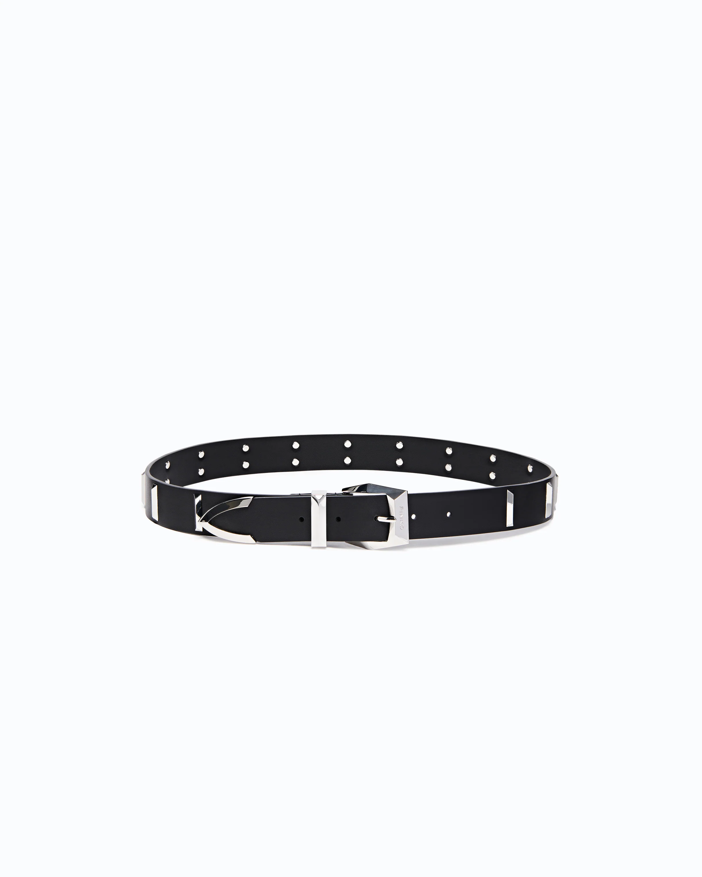 Leather belt with rectangular studs, 3 cm
