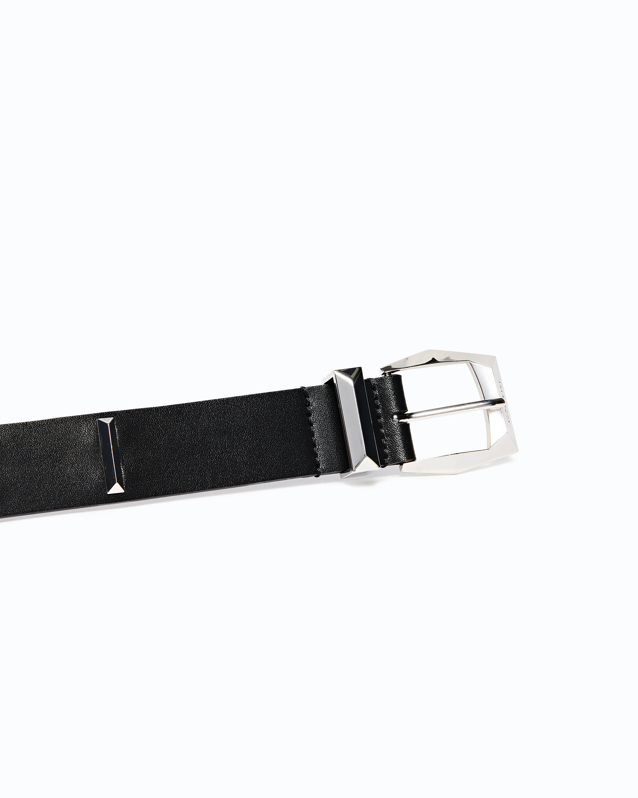 Leather belt with rectangular studs, 3 cm - Image 5