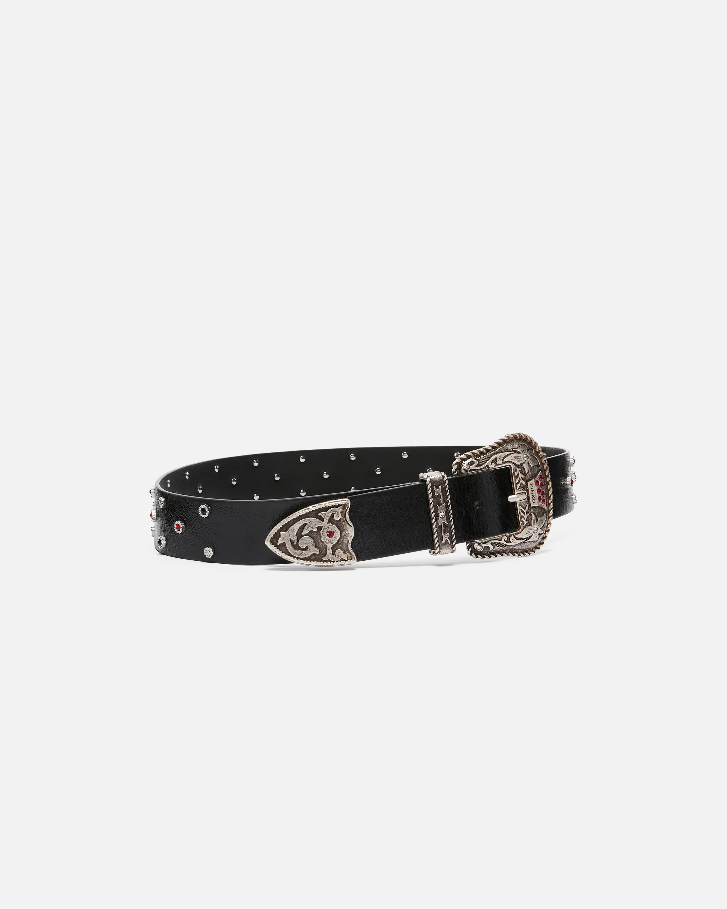 Leather belt with studs, 4 cm - Image 2