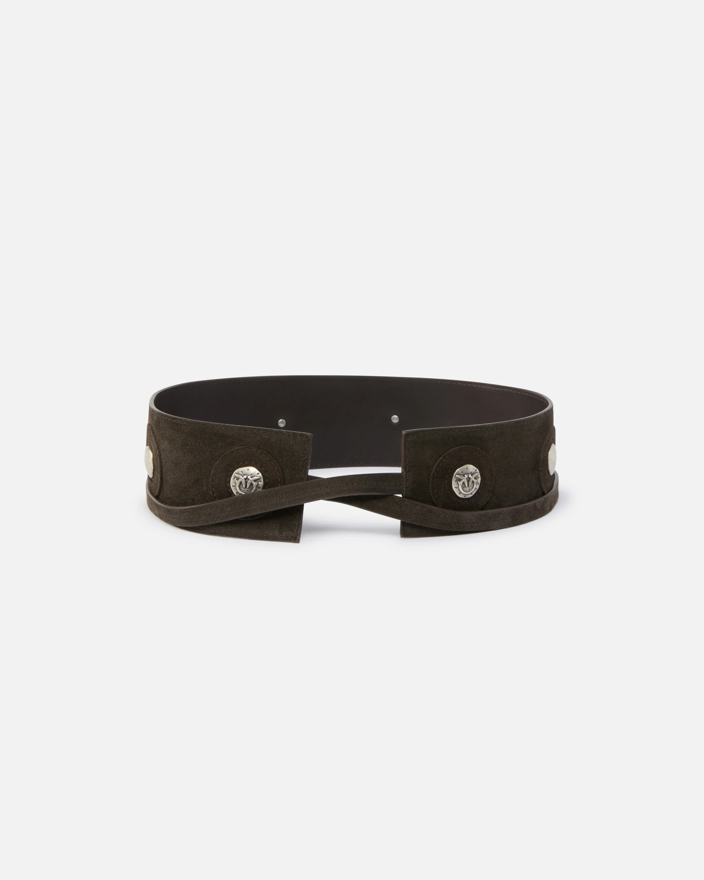 Leather belt with studs, 6 cm