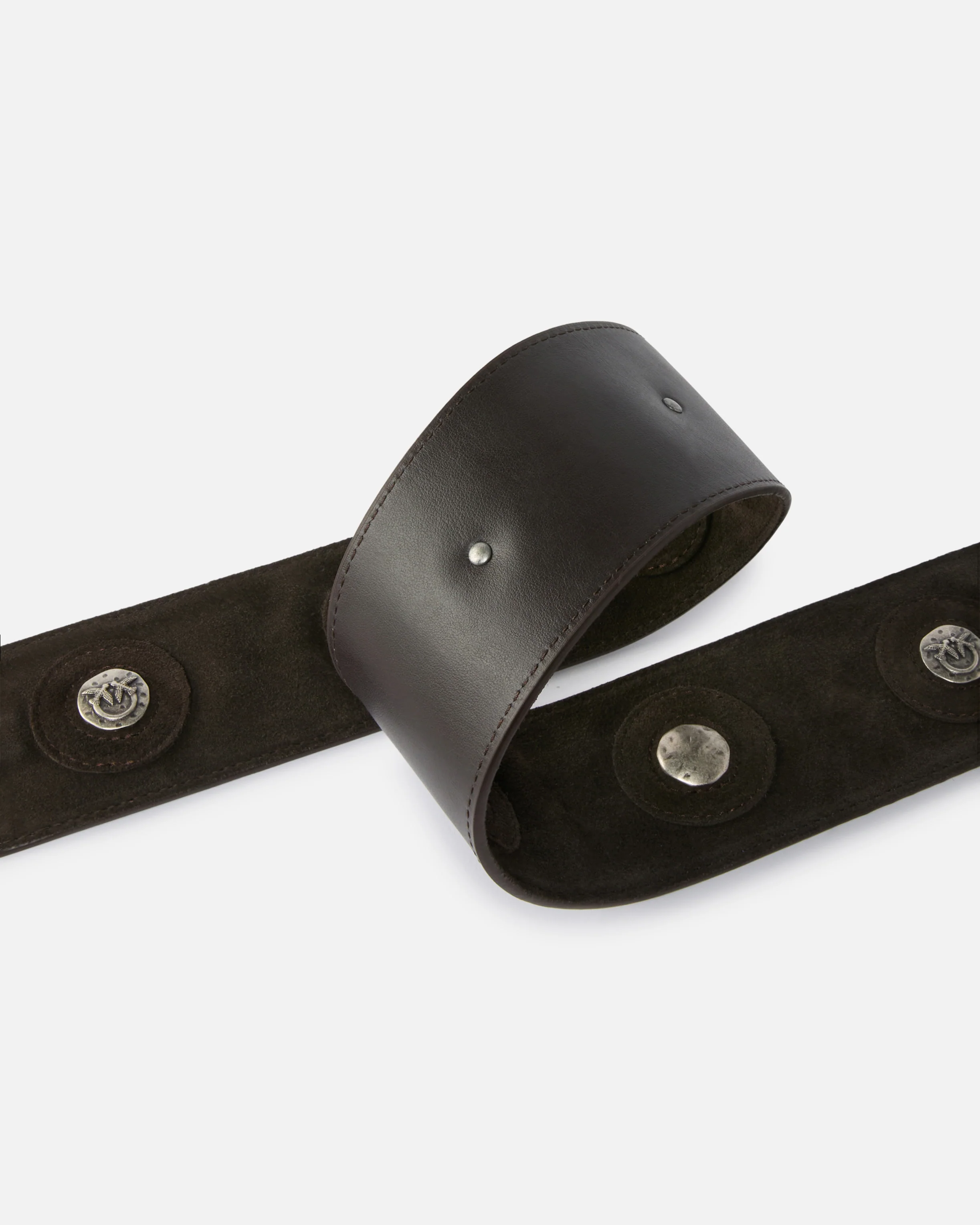 Leather belt with studs, 6 cm - Image 4