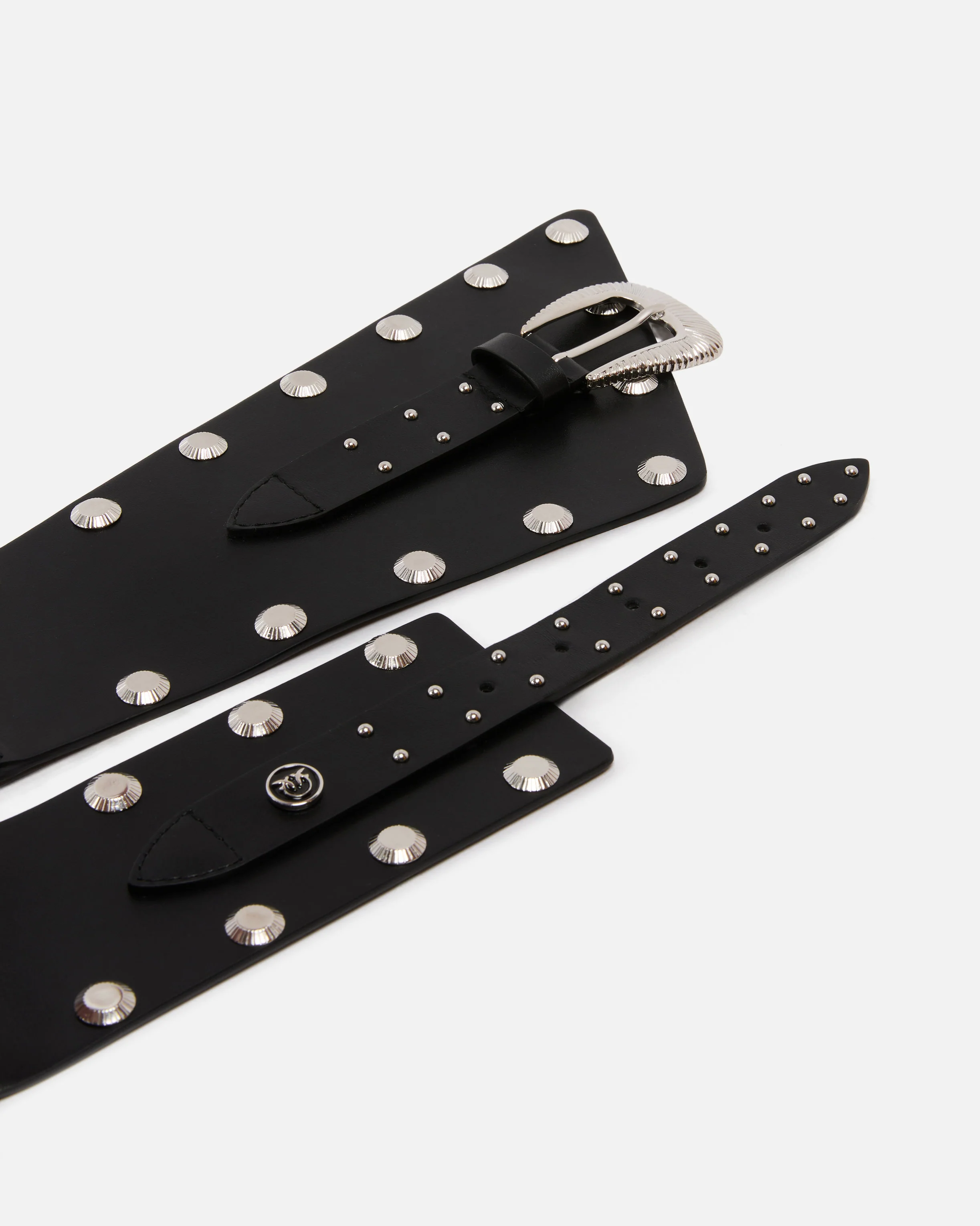 Leather belt with studs and strap, 15 cm - Image 3