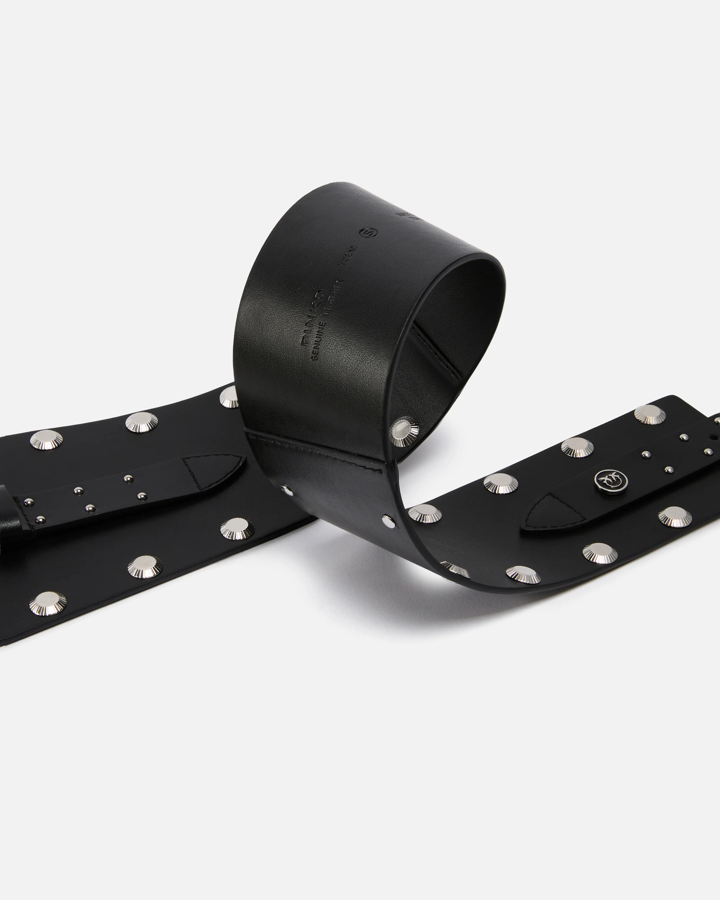 Leather belt with studs and strap, 15 cm - Image 4