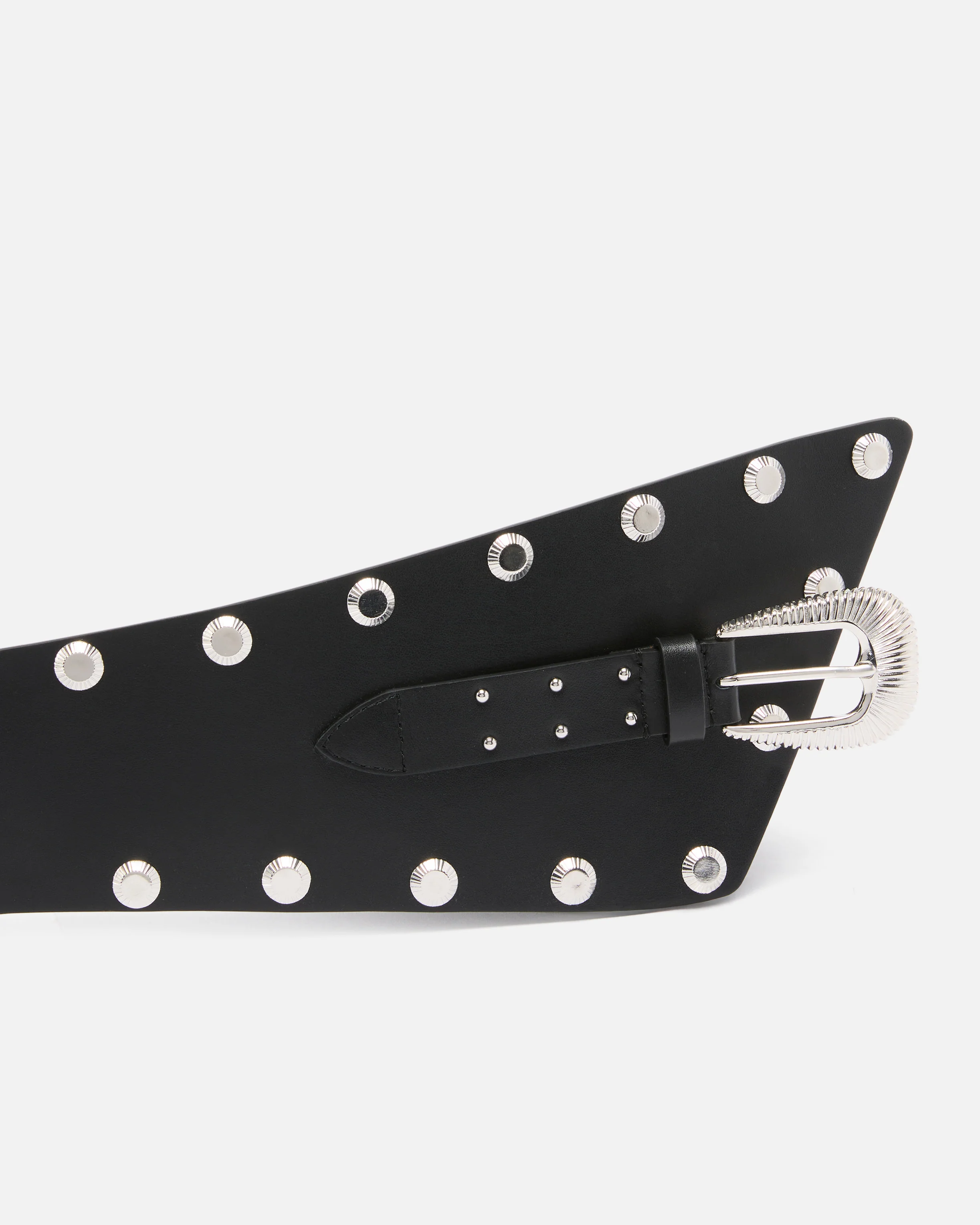 Leather belt with studs and strap, 15 cm - Image 5